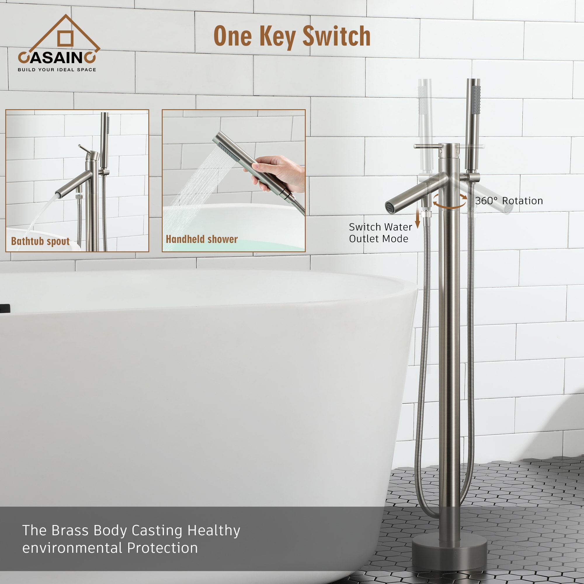 CASAINC MCS96-MB Roman-Tub-Faucets - View #5