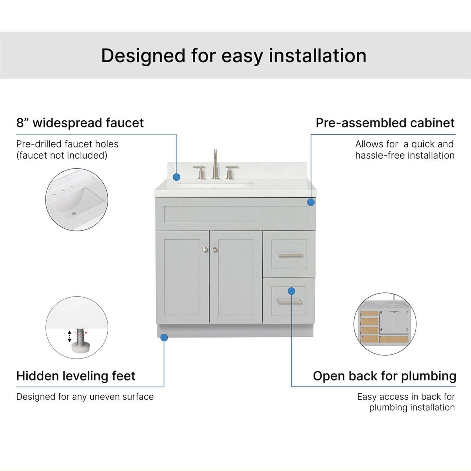 ARIEL F036SLCQRVOGRY Bath-Vanity-Combo - View #6