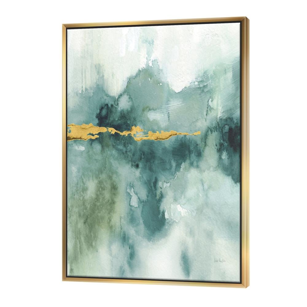 Designart FL30994-36-46-GD Gold Wood Floater frame 46-Inches H x 36-Inches W Abstract Canvas Print