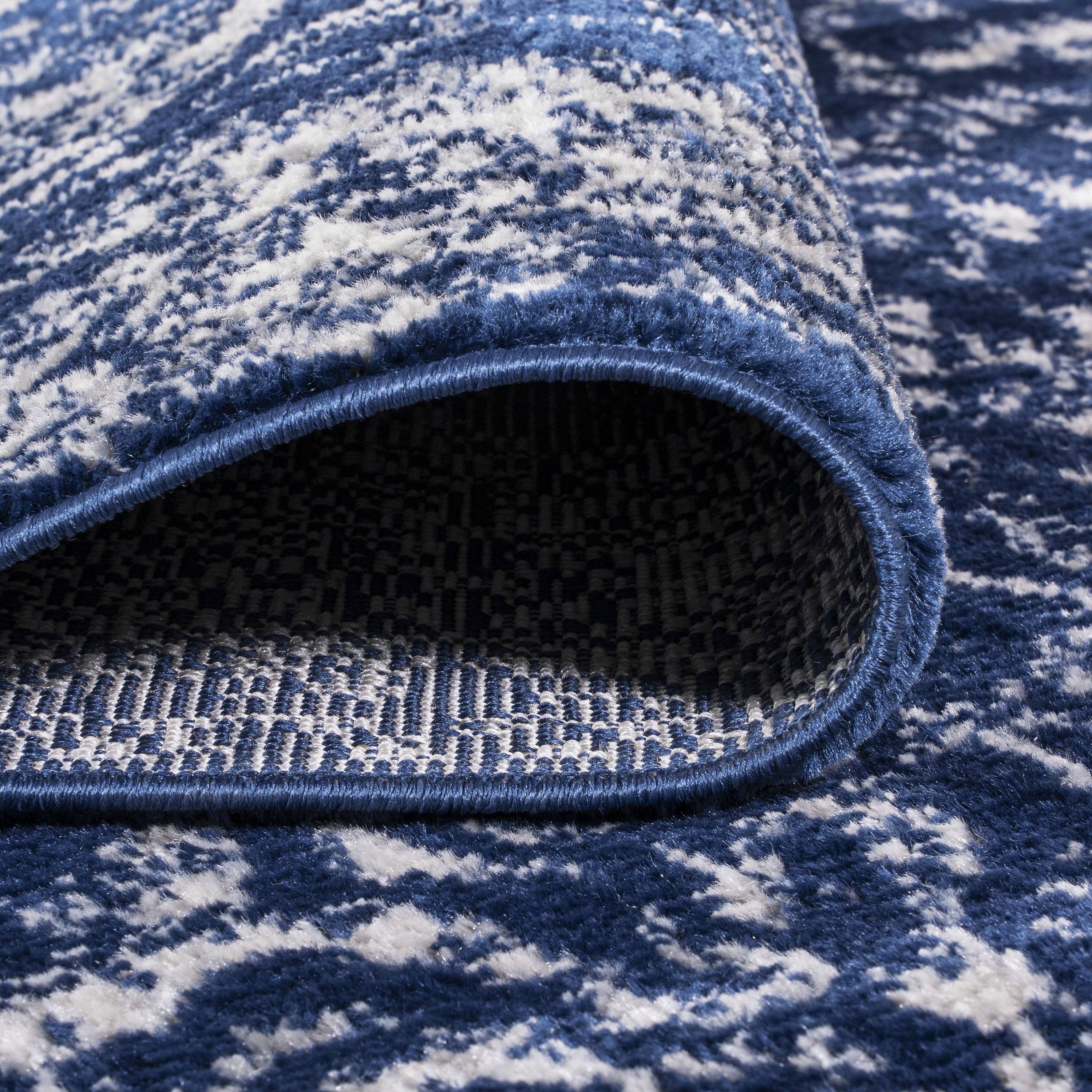Handmade Reversible Synthetic Navy Blue 4' x 6' Area Rug