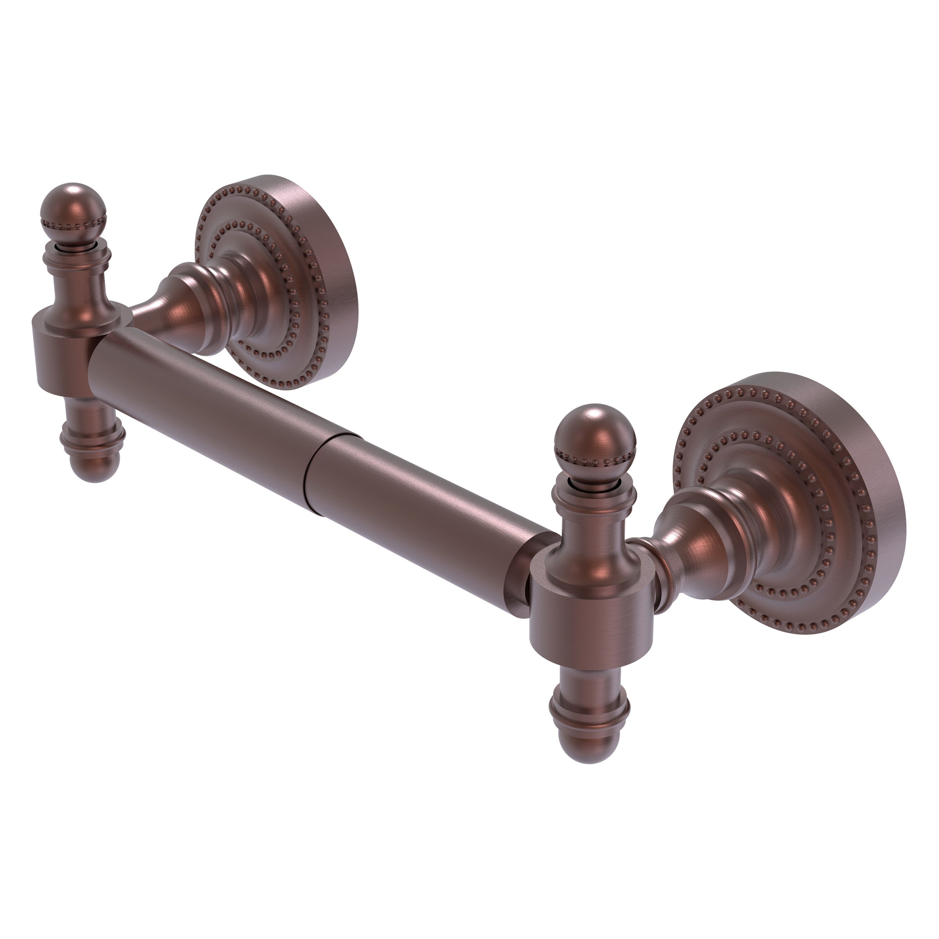Allied Brass RD-24-CA Retro Dot Antique Copper Wall mount Double post Toilet Paper Holder 1 -Rolls with Storage