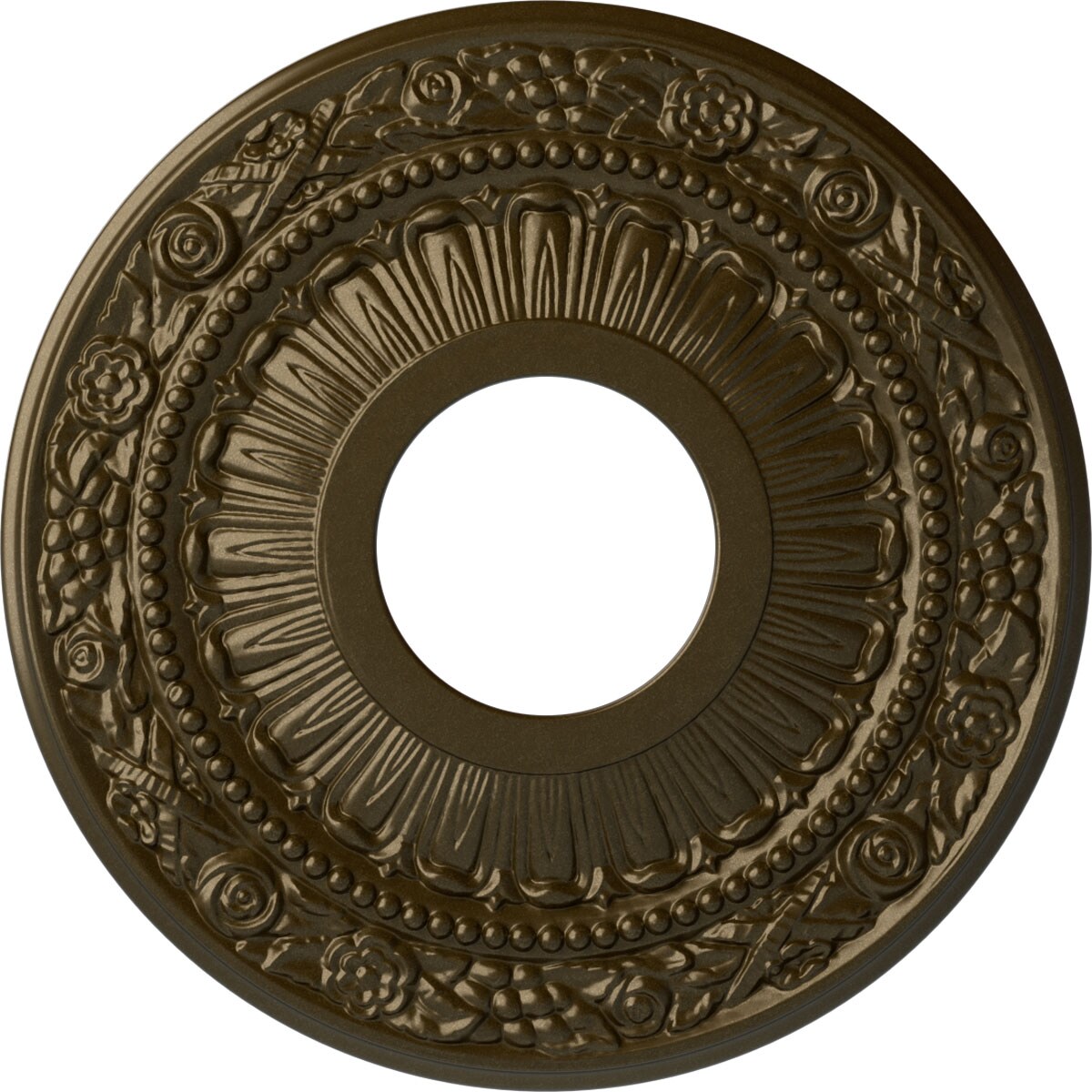 Ekena Millwork CM12NABRS Nadia 12.125-in W x 12.125-in L Painted Brass Polyurethane Whole Ceiling Medallion