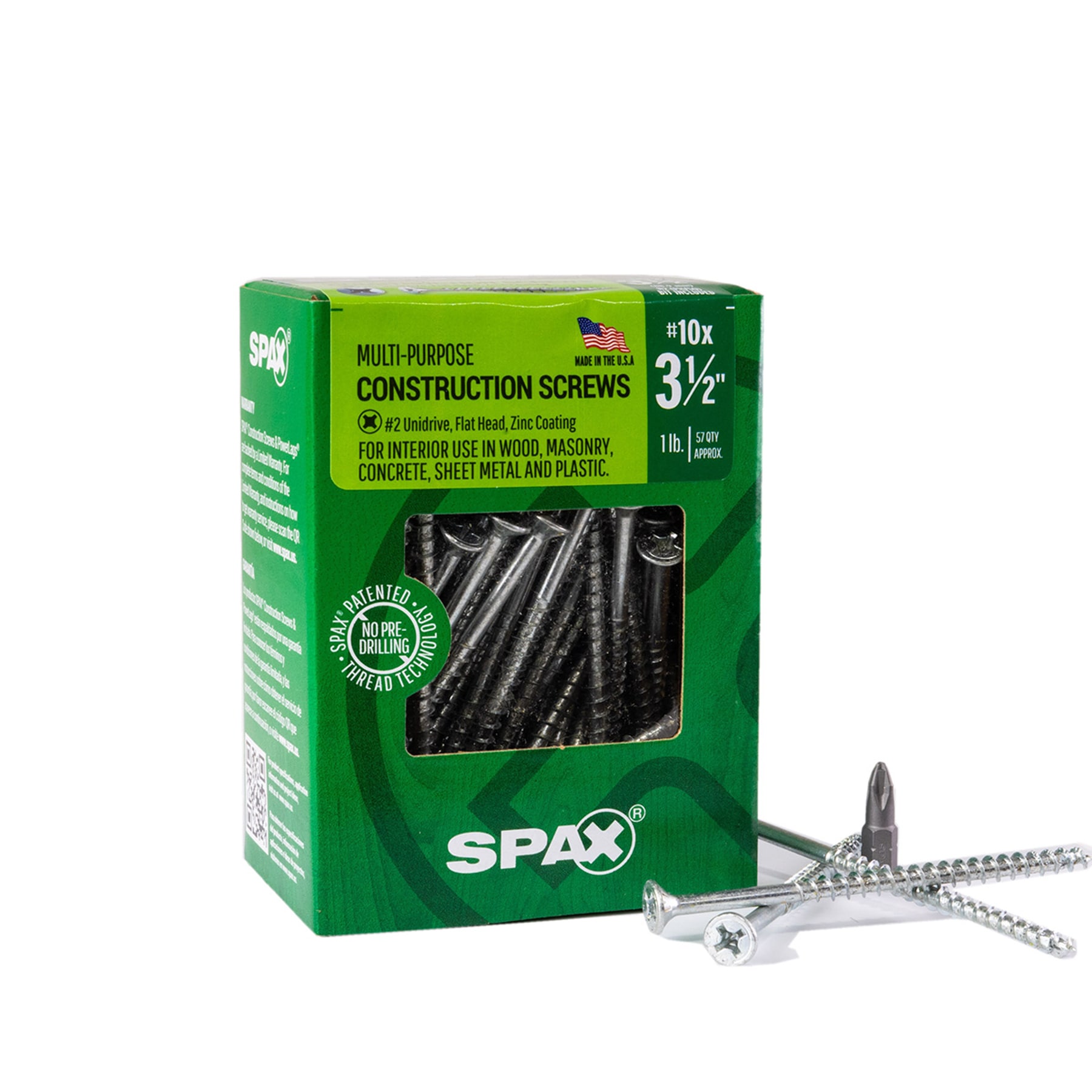 SPAX 4101010500904 Multi-Material #10 x 3-1/2-in Zinc-plated Interior Wood screws ( 57 -Per Box )