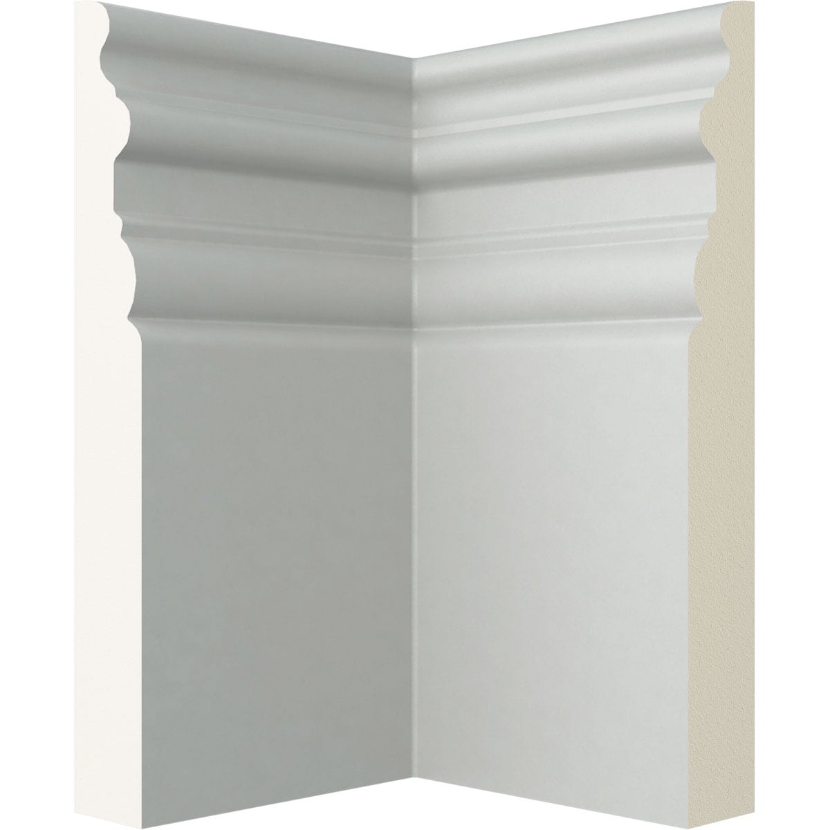 Ekena Millwork BBD07X04HI 7-3/8-in x 4-3/8-in x 4-3/8-in Architectural Painted Polyurethane Baseboard Moulding