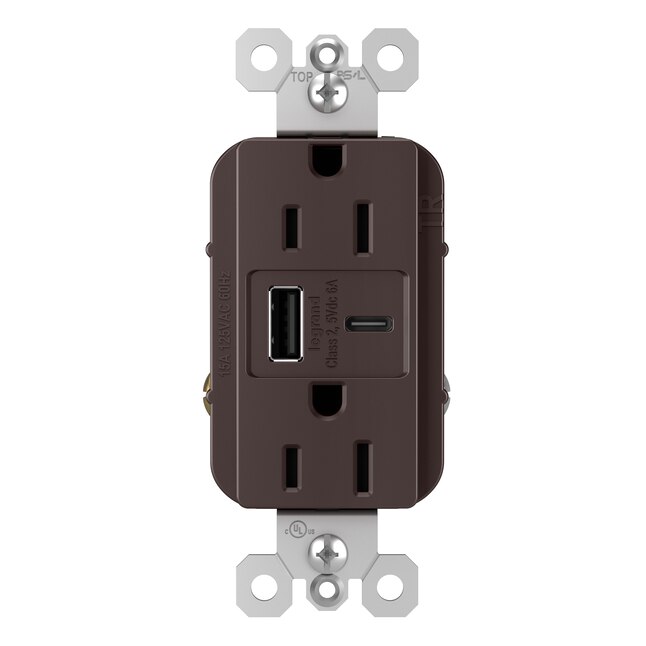 Legrand radiant Dark Bronze 15-Amp Decorator Tamper Resistant Residential Usb Outlet Legrand radiant Dark Bronze 15-Amp Decorator Tamper Resistant Residential Usb Outlet