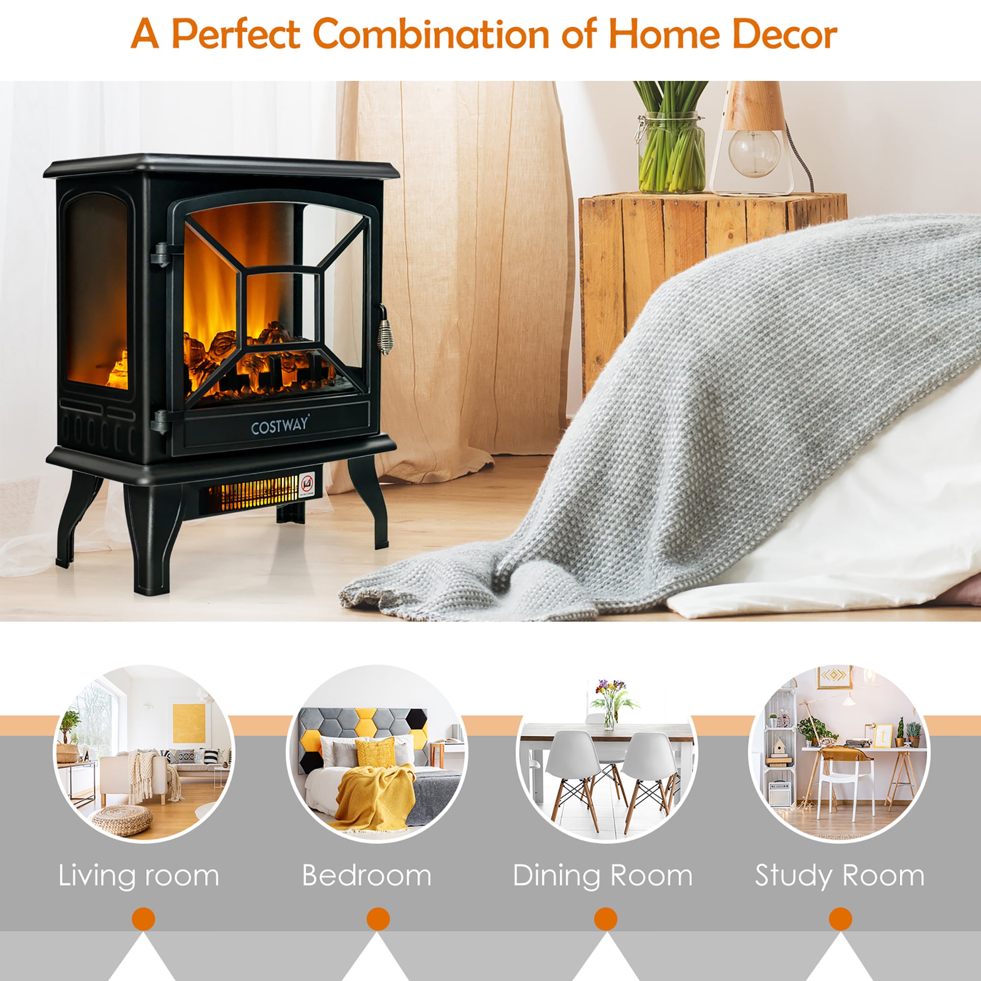 Costway SWL00004 Electric-Fireplaces - View #5