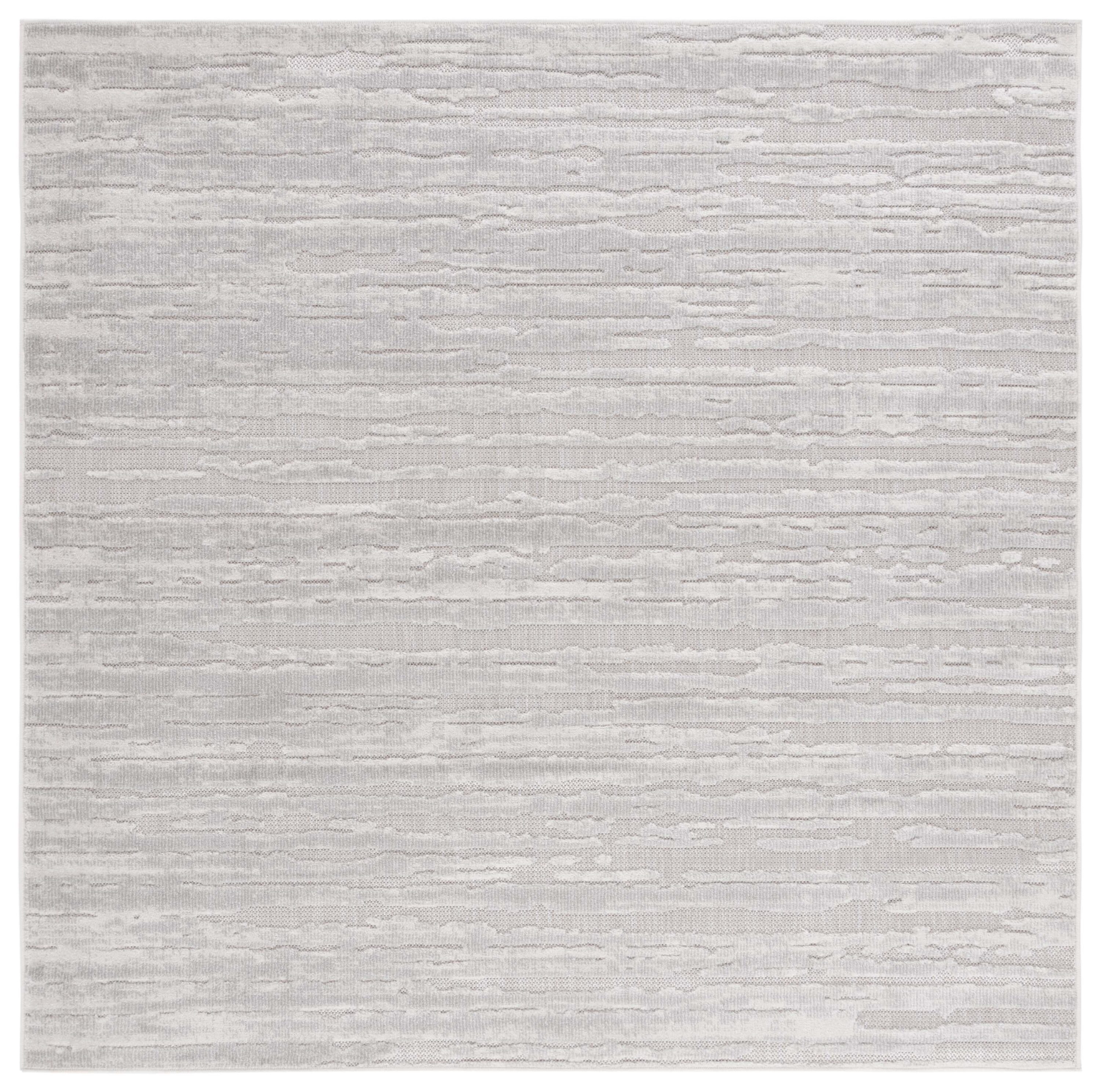 Cabana Modern Gray Square Outdoor Rug 6'7" - Weather-Resistant Synthetic