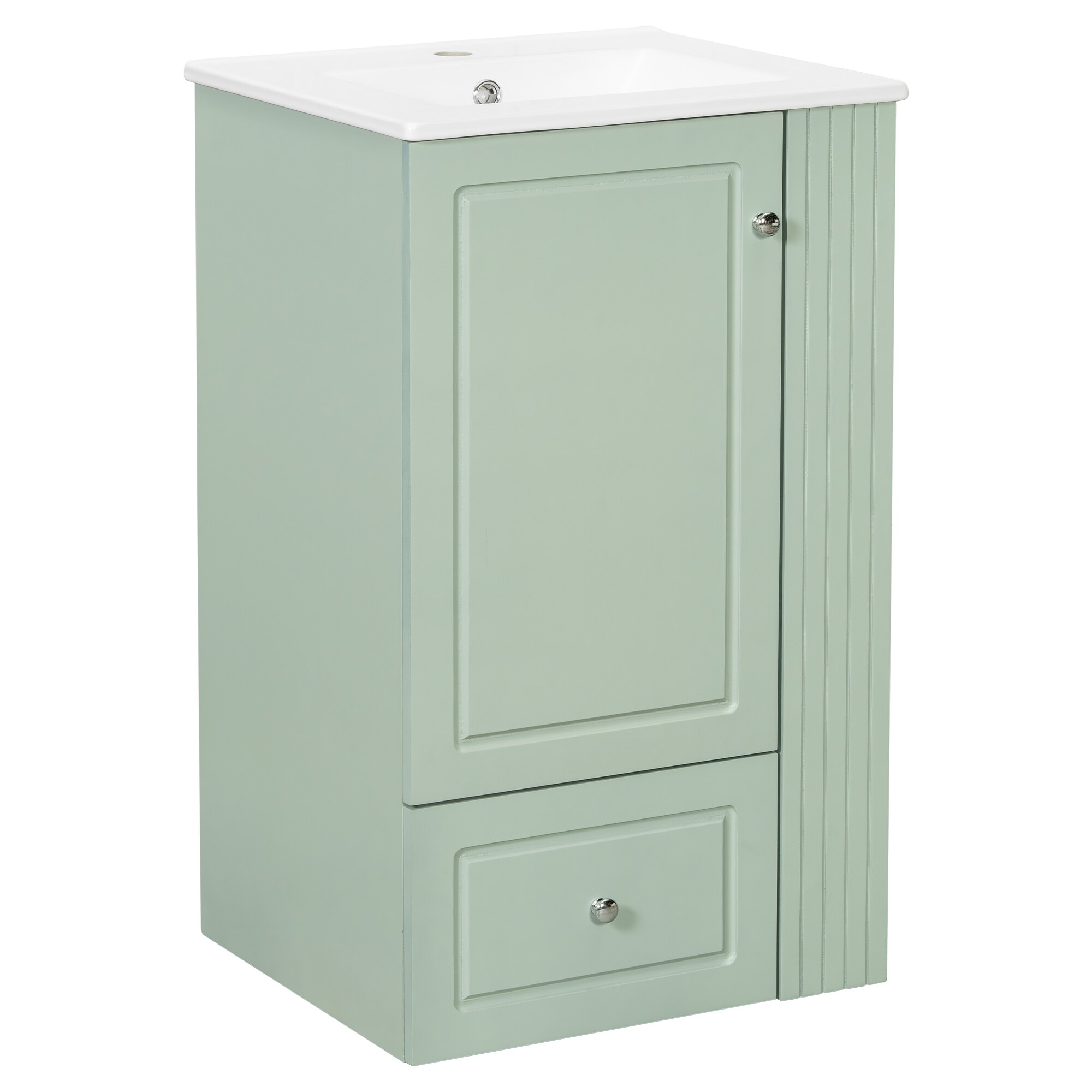 Ayelon Requires assembly 20-in Green Undermount Single Sink Bathroom Vanity with White Ceramic Top