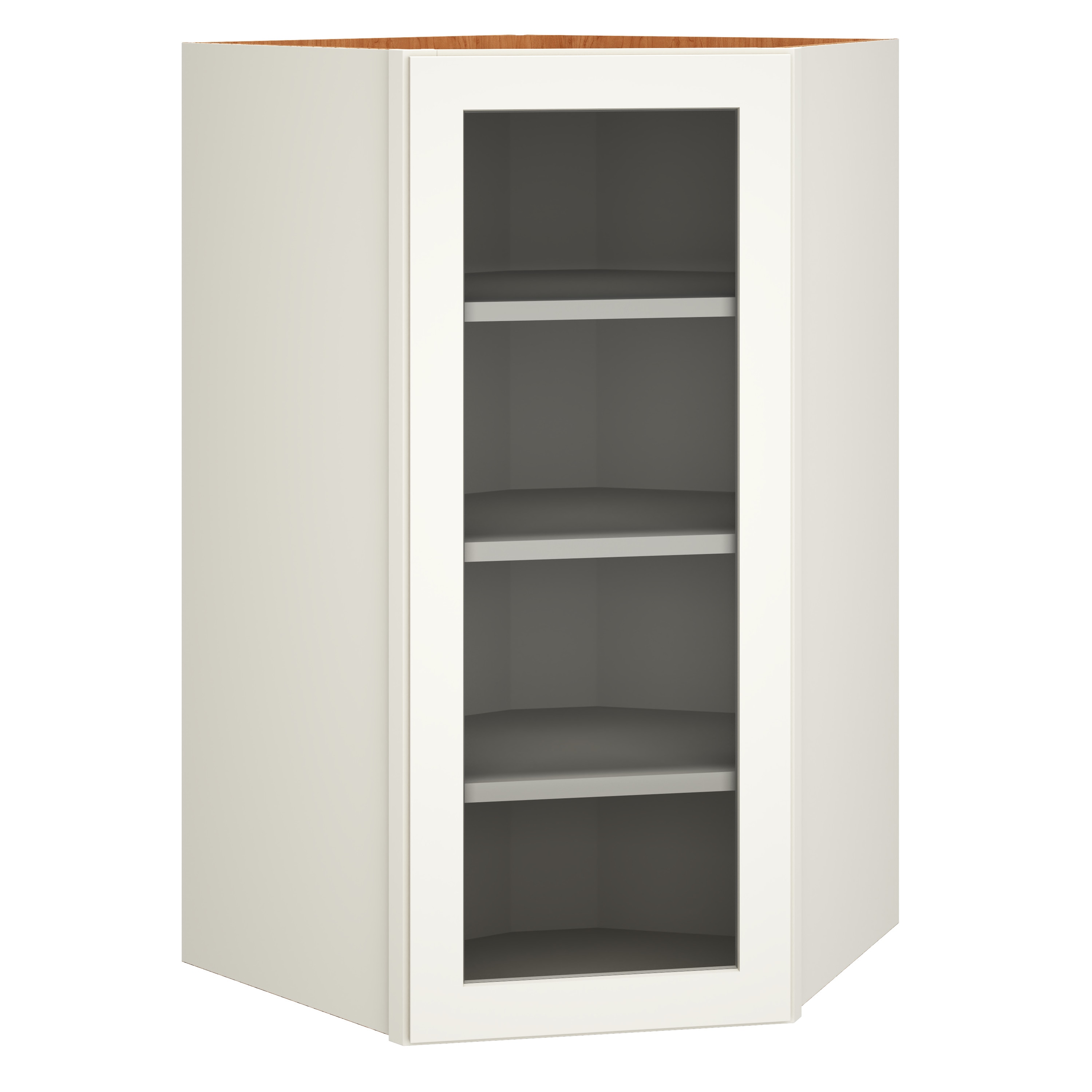 Diamond Express 323 DWCG422424R Jamestown 42-in W x 42-in H x 12-in D White Diagonal Corner wall Fully assembled Plywood Cabinet (Cut for Glass Shaker)