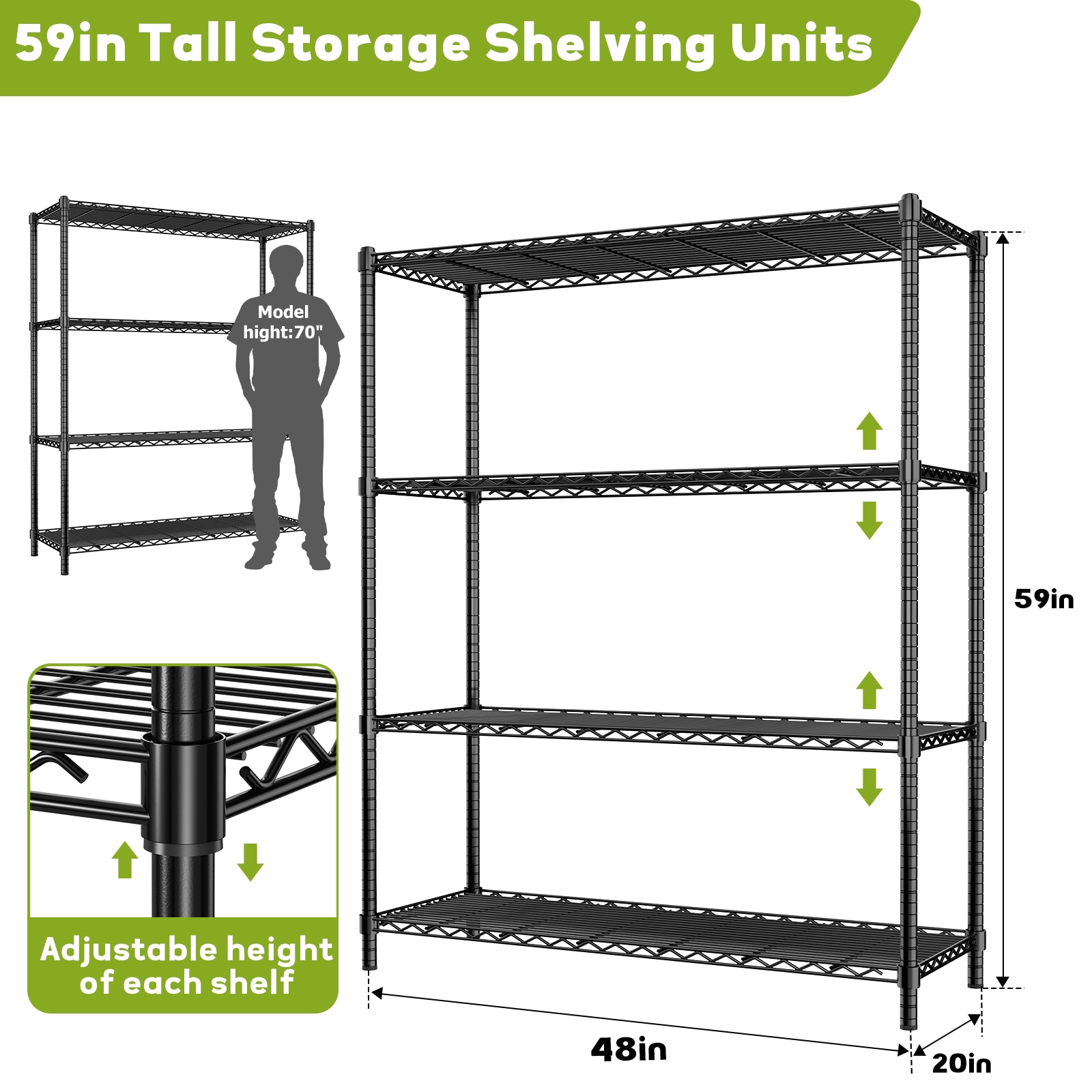 LOVMOR BLACK-48HAGW4C-PLR Free-Standing-Shelving - View #4