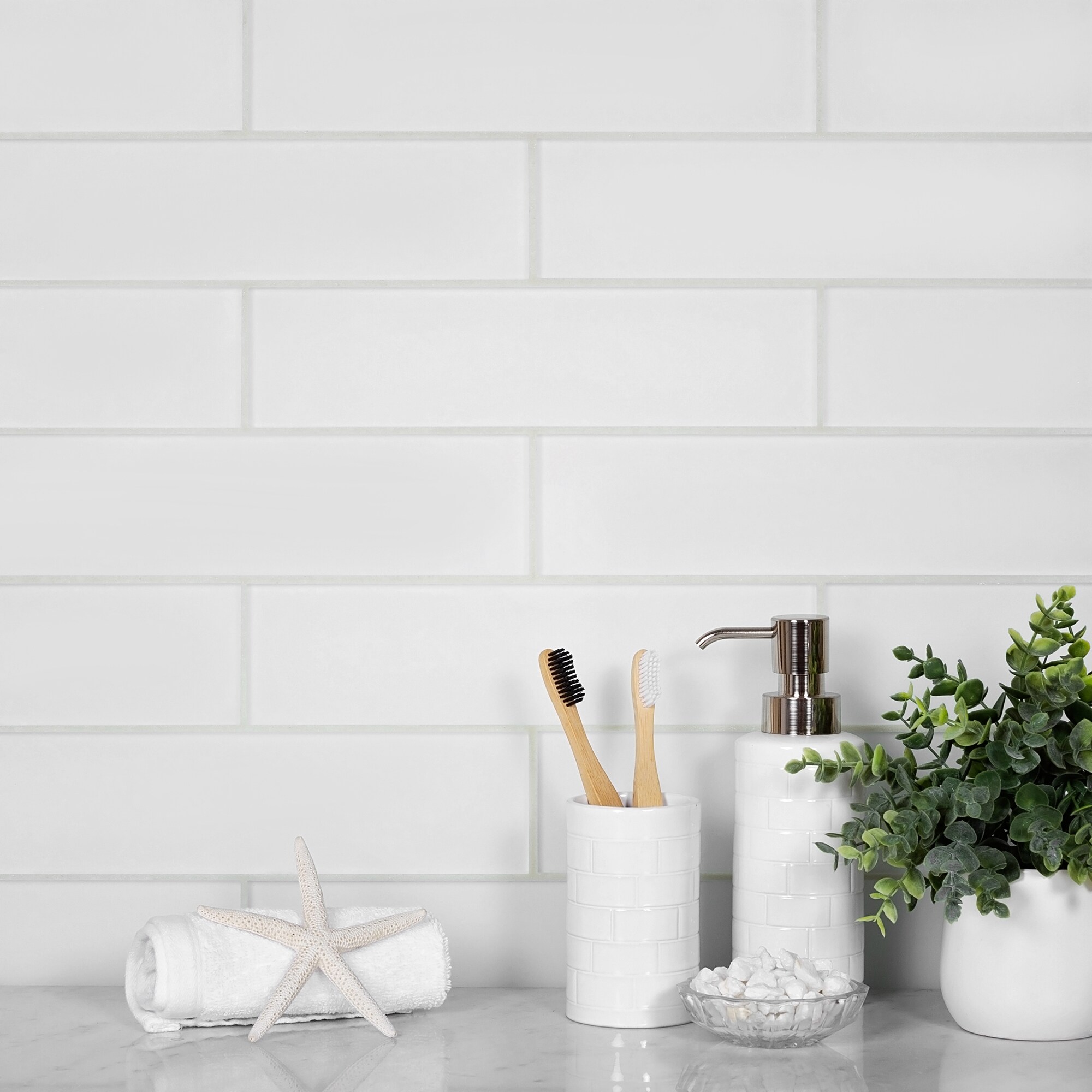 Apollo Tile (Sample) White 3-in x 12-in Matte Glass Floor and Wall Tile