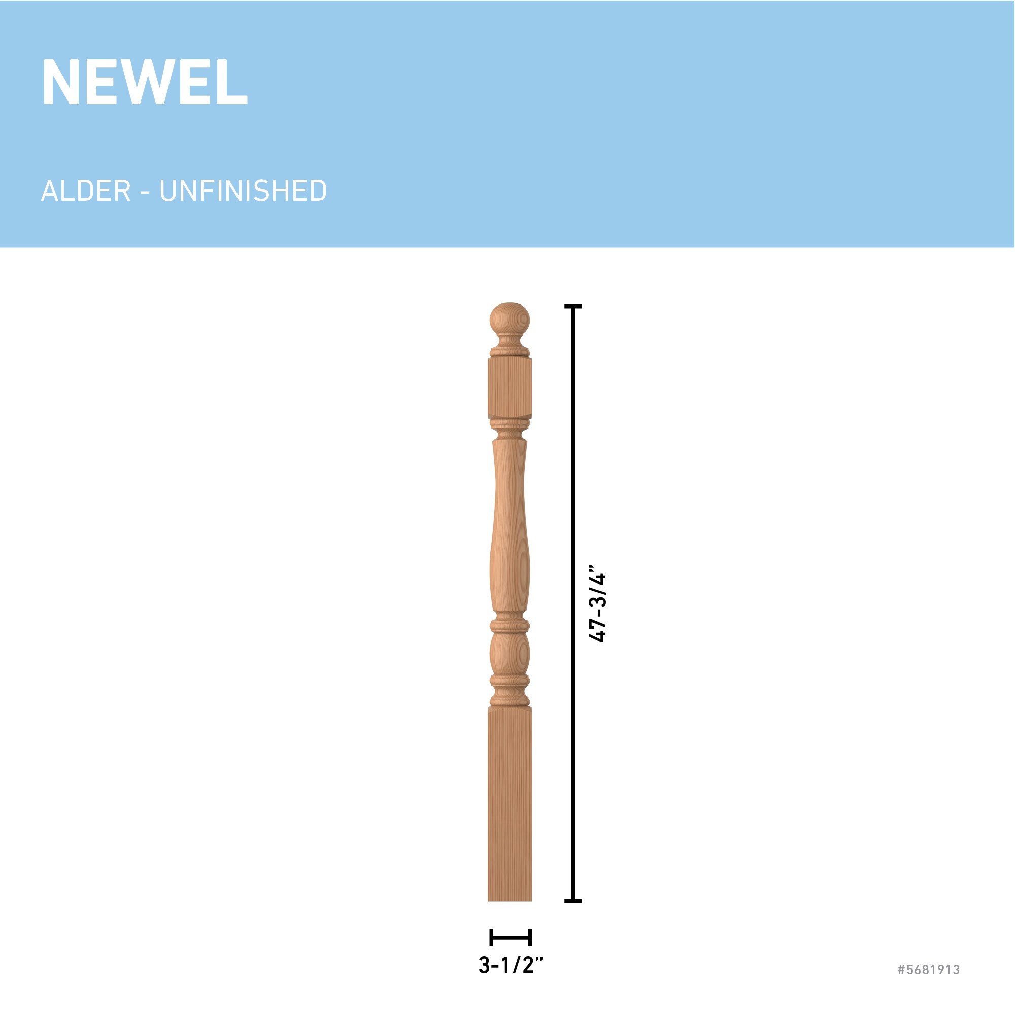 L.J. Smith Stair Systems LJP-3340BT-AL Interior-Stairpart-Newel-Posts - View #3