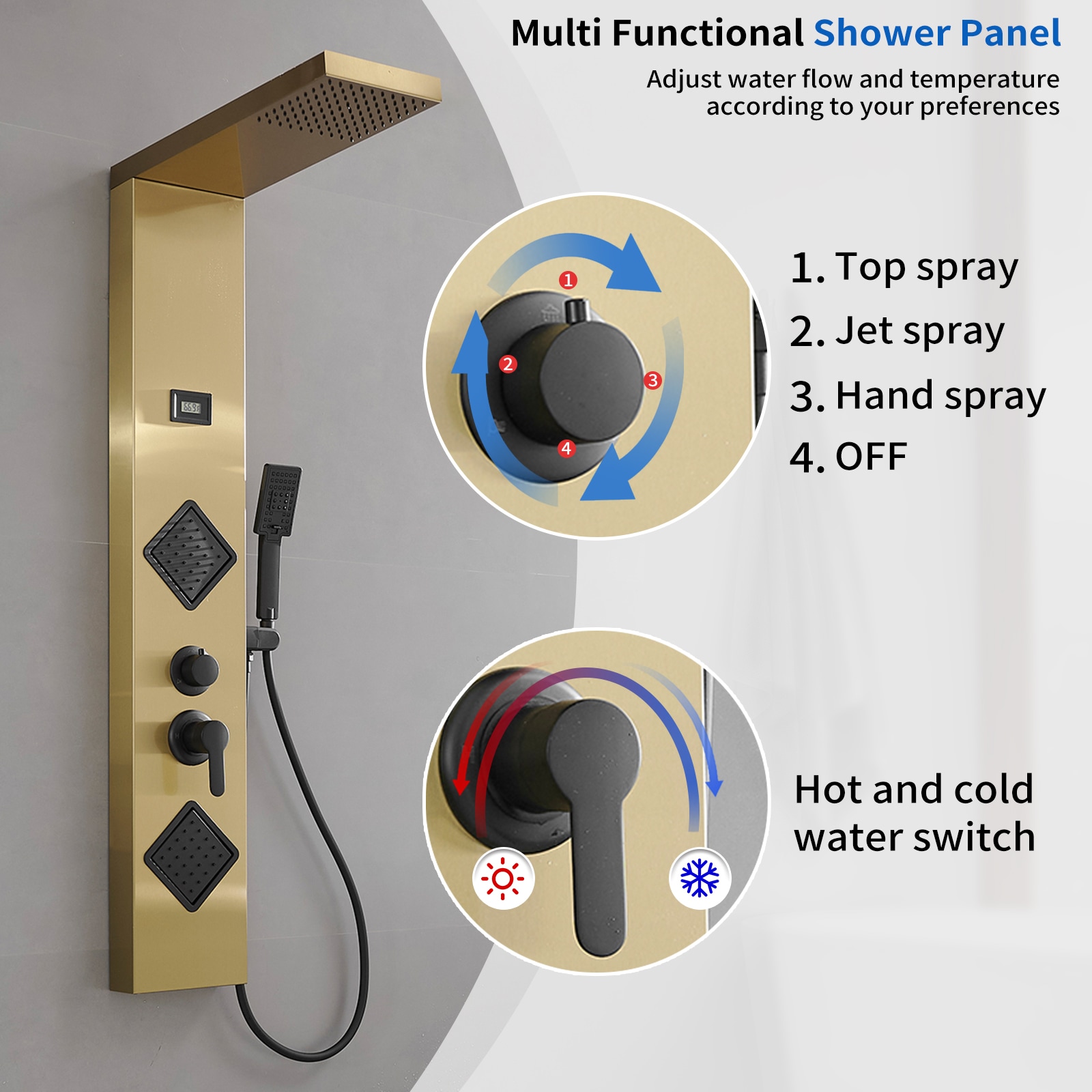BWE YTP05-BGK Showerhead-Bar-Panels - View #3