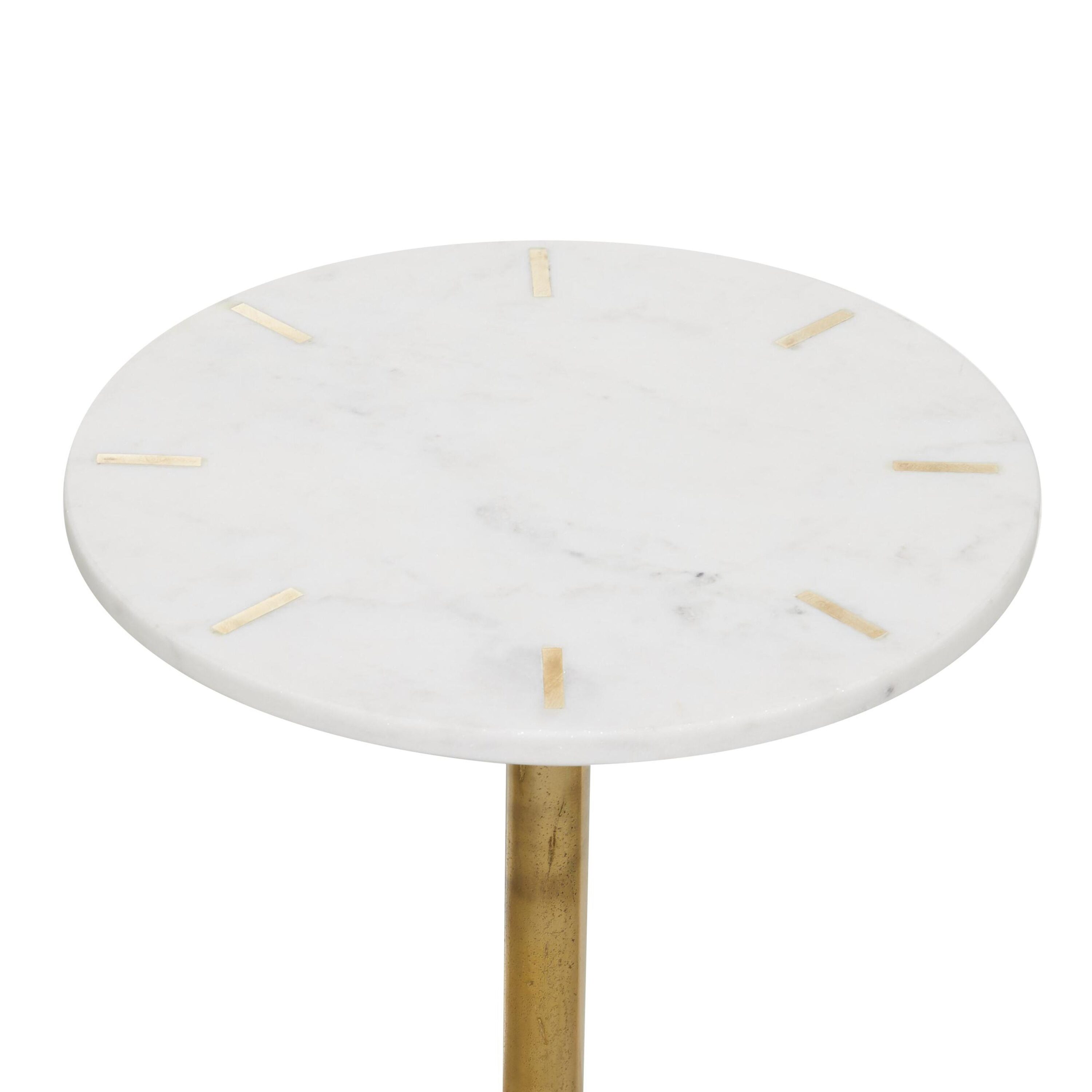 Elegant Gold & Marble Round Accent Table - 17.5" Contemporary Design