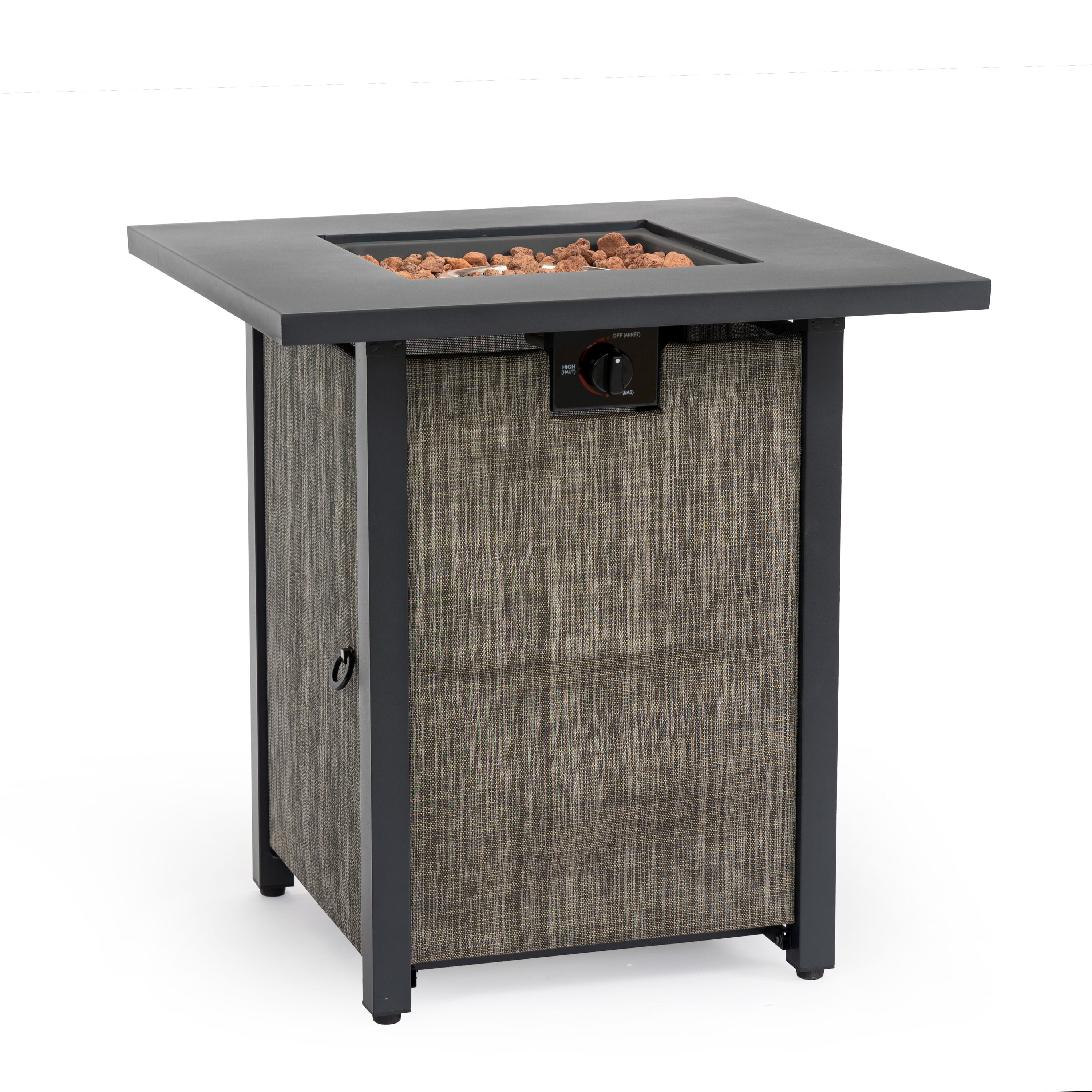 Bybafun YA3800188 Gas Fire Pits 28-in W Black Portable Steel Rectangle Tabletop Liquid propane Fire pit table