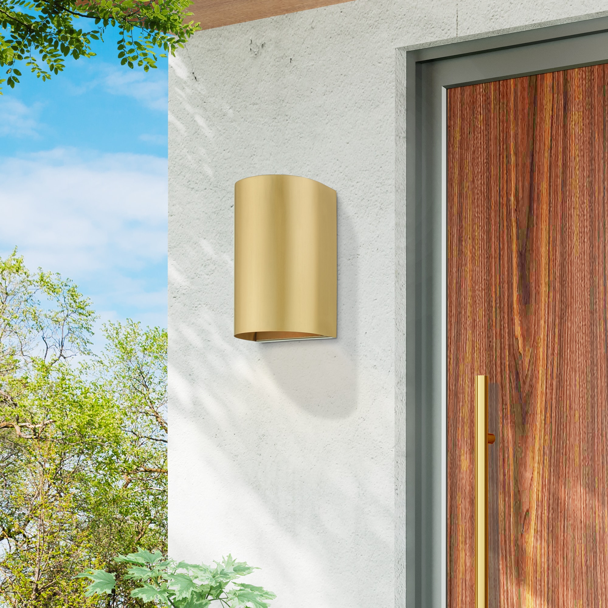 Satin Gold Handcrafted Steel Outdoor Wall Sconce