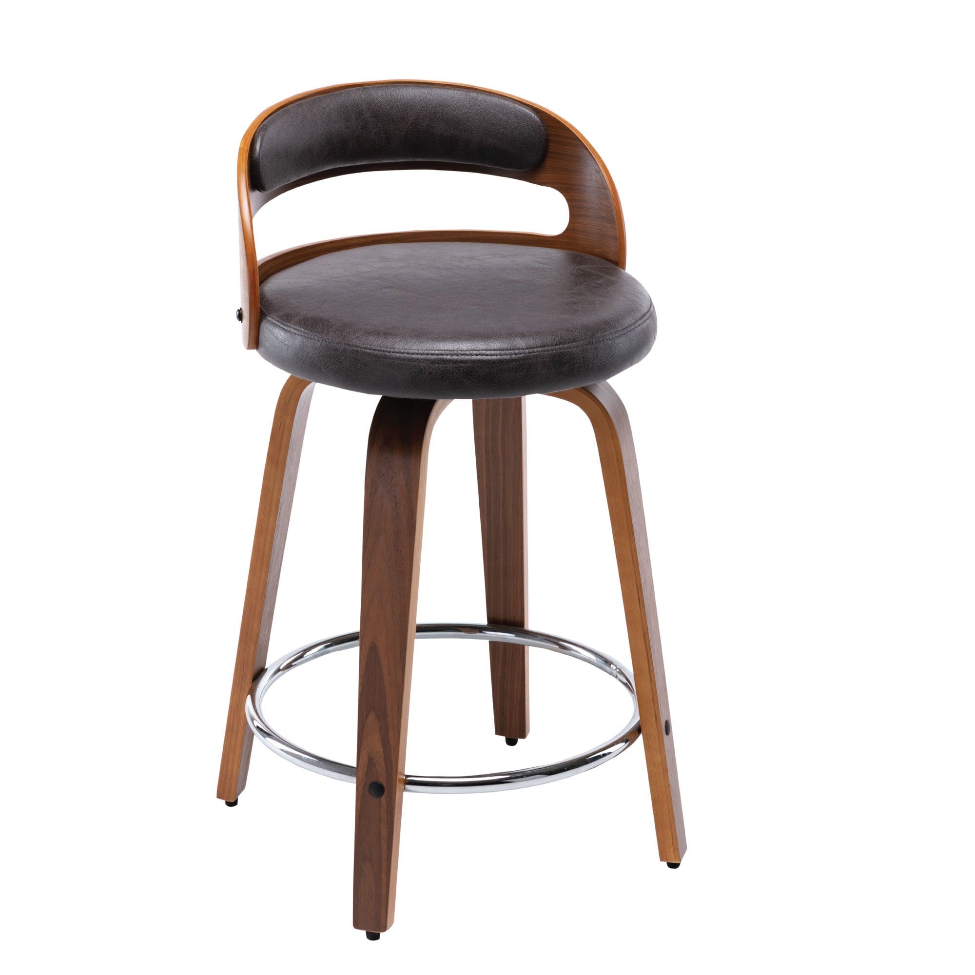 Eluxury Black Faux Leather Counter, Faux Leather Counter Height Swivel Bar Stools