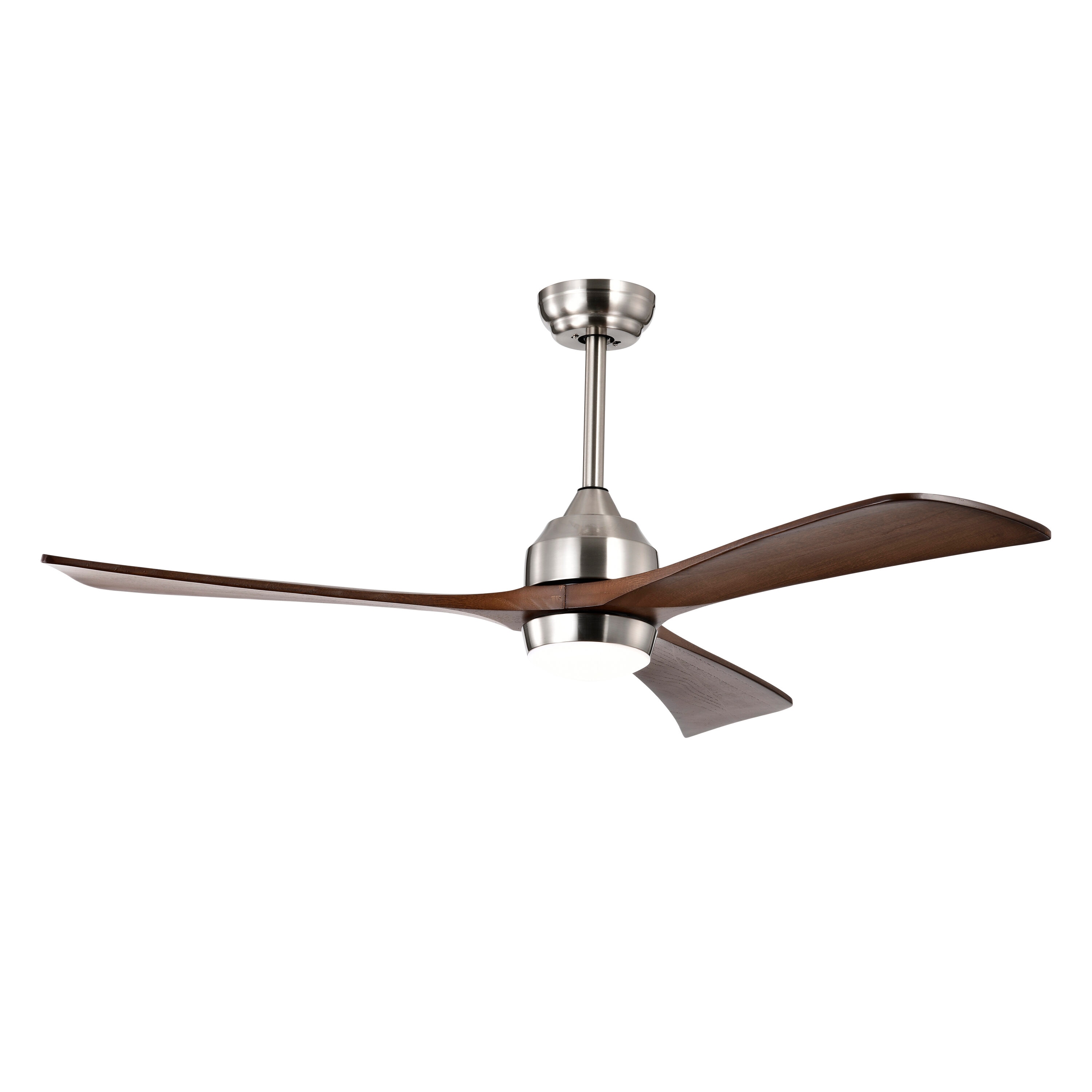 LTMATE LSY52EDC5001R-SN JAZAVA 52-in Integrated LED Outdoor Stain nickel with Woodden Blades Fandelier Ceiling Fan With Light - Remote Included ( 3 -Blade )