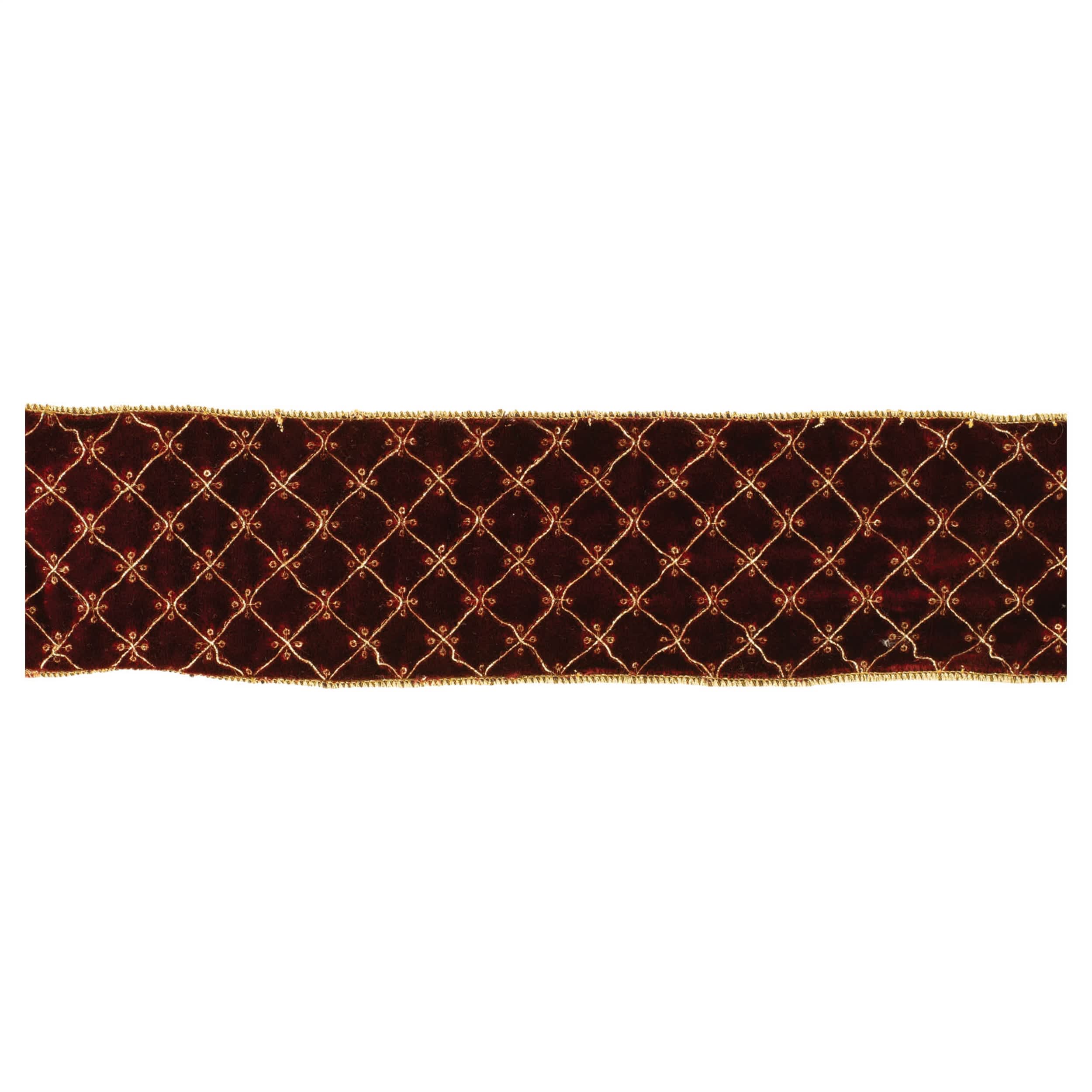 Melrose International 95750DS Ornate Diamond Pattern Wired Ribbon (Set of 2)