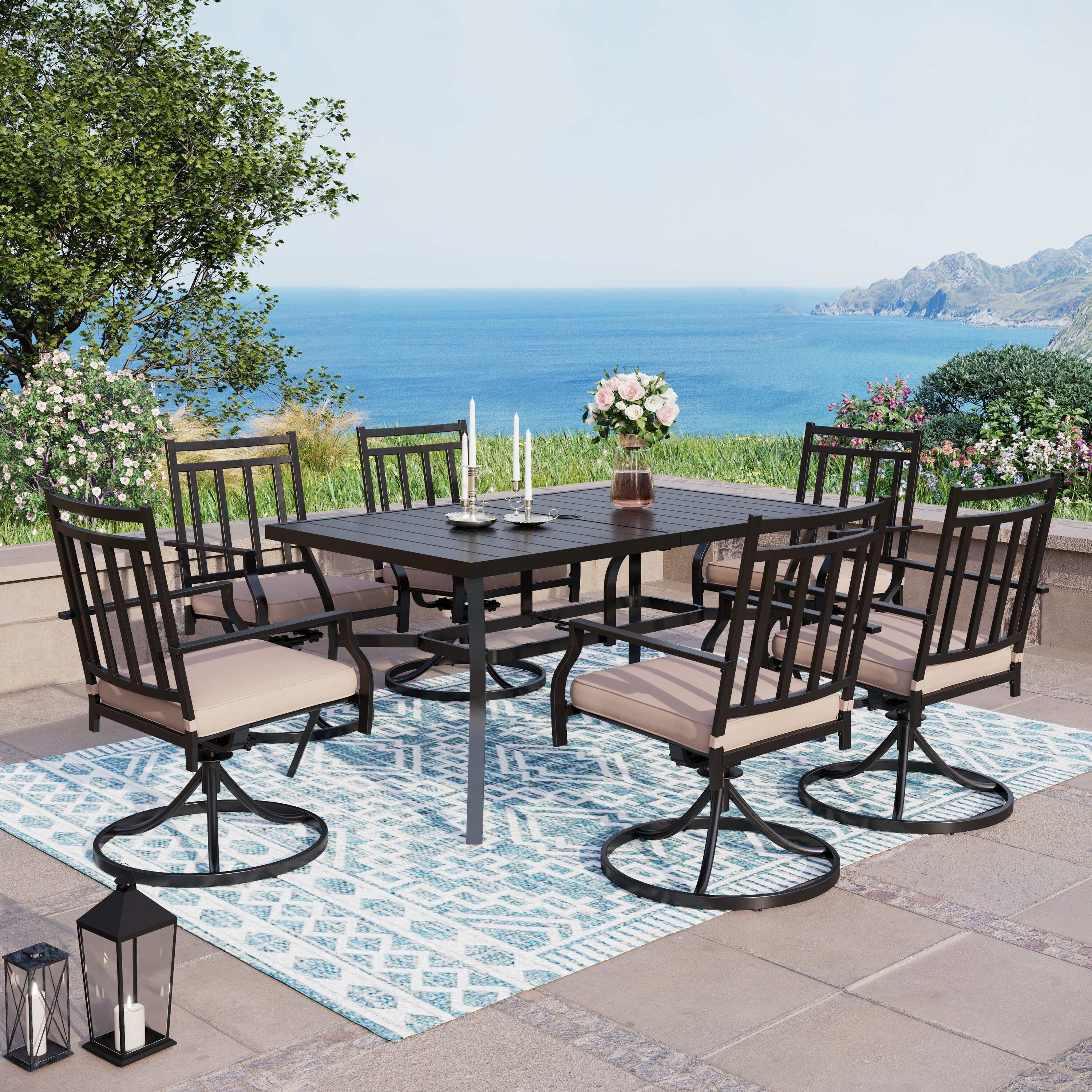 Home decorators collection sun valley aluminum outdoor bar best sale height dining set with sunbrella sling