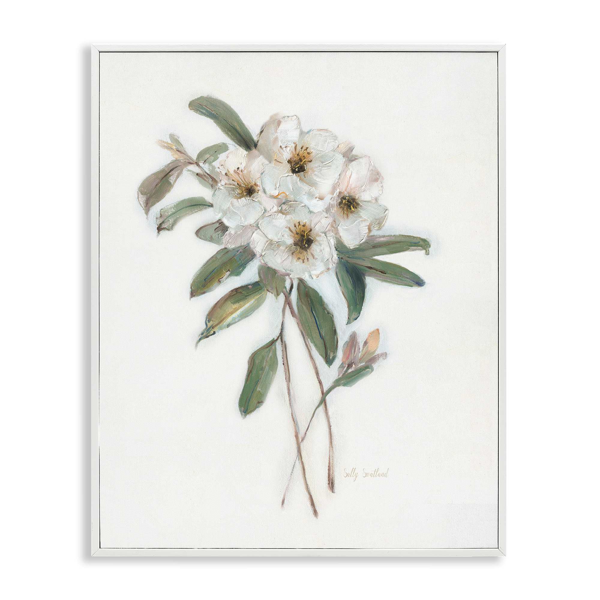 Stupell Industries BS-260-WFR-24X30 Flower Sprig Bundle White Framed Giclee Art By Sally Swatland 24 x 30