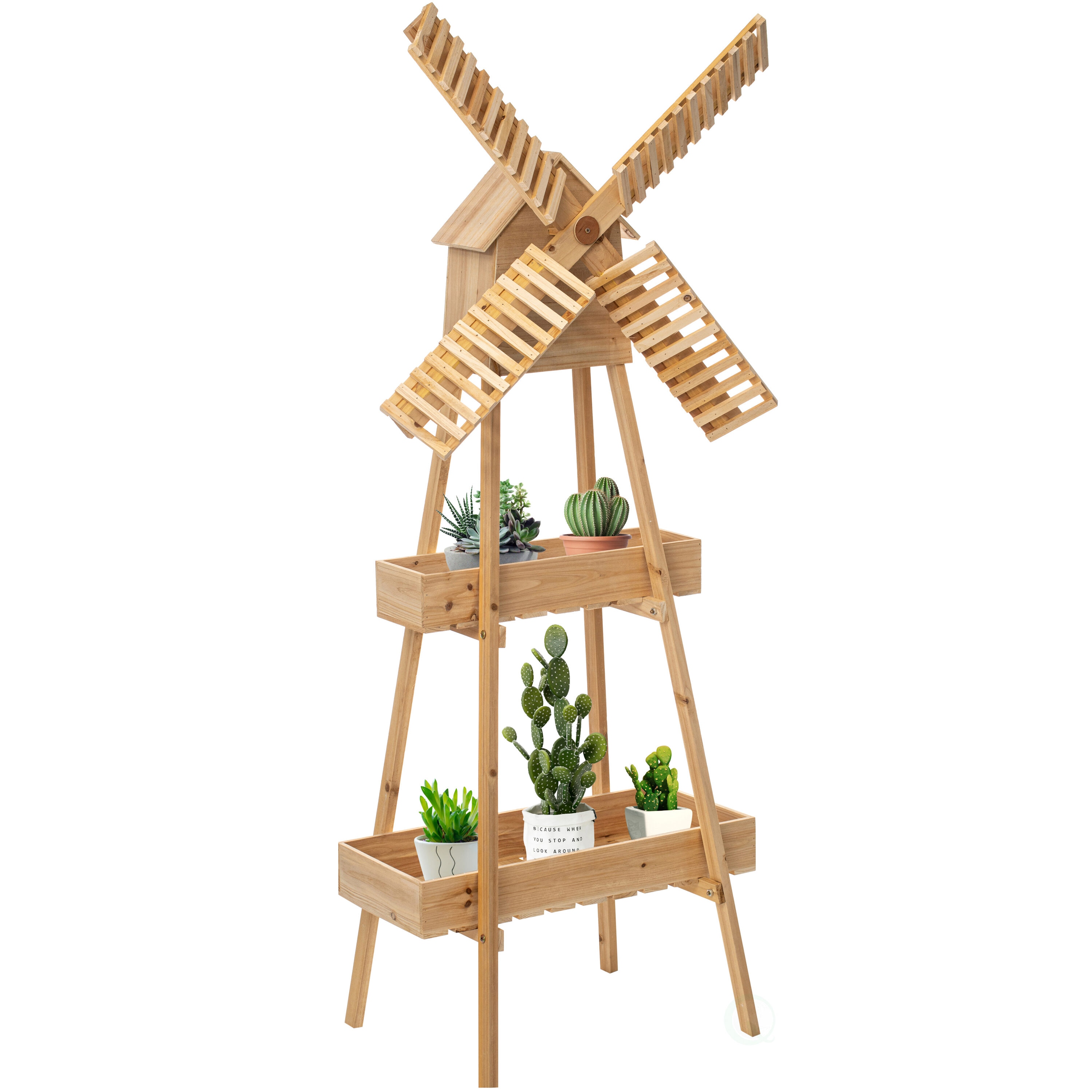 Vintiquewise QI004600 52-Inches H x 23-Inches W Natural Indoor/Outdoor Novelty Wood Plant Stand