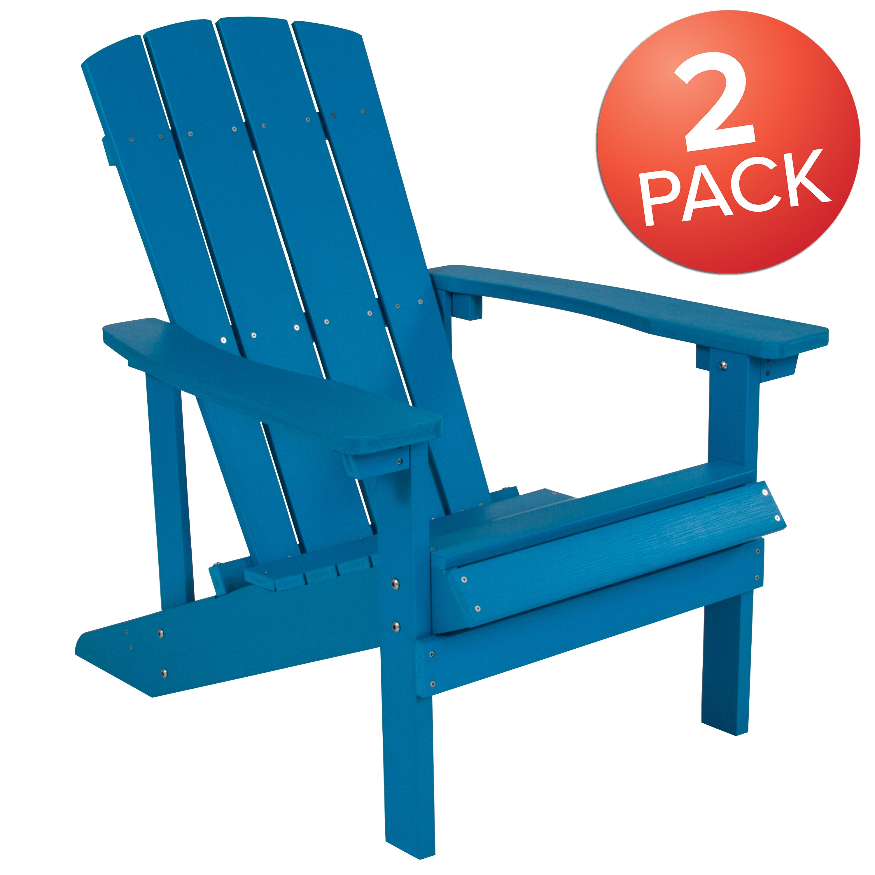Coastal Blue Poly Resin Adirondack Chair Set with Cushions