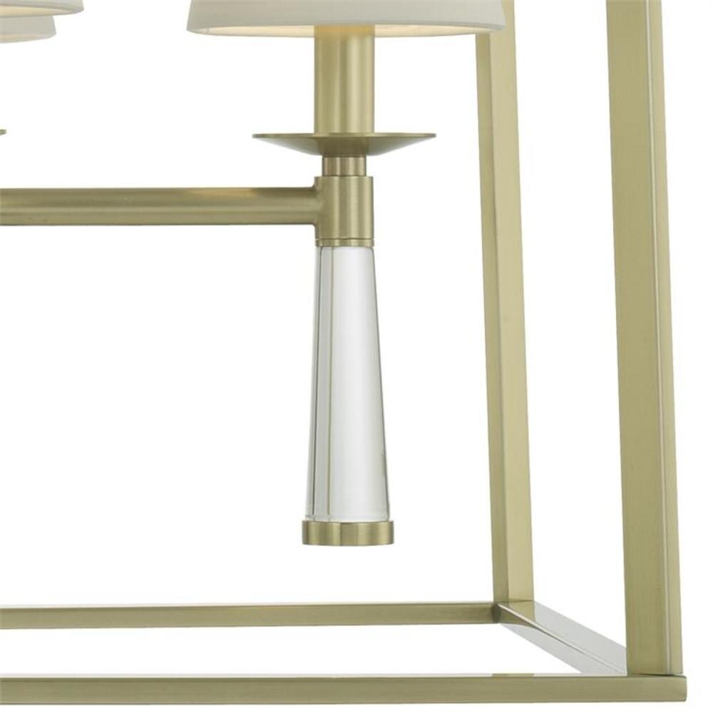 Mini Baxter Aged Brass 4-Light Chandelier with White Silk Shade