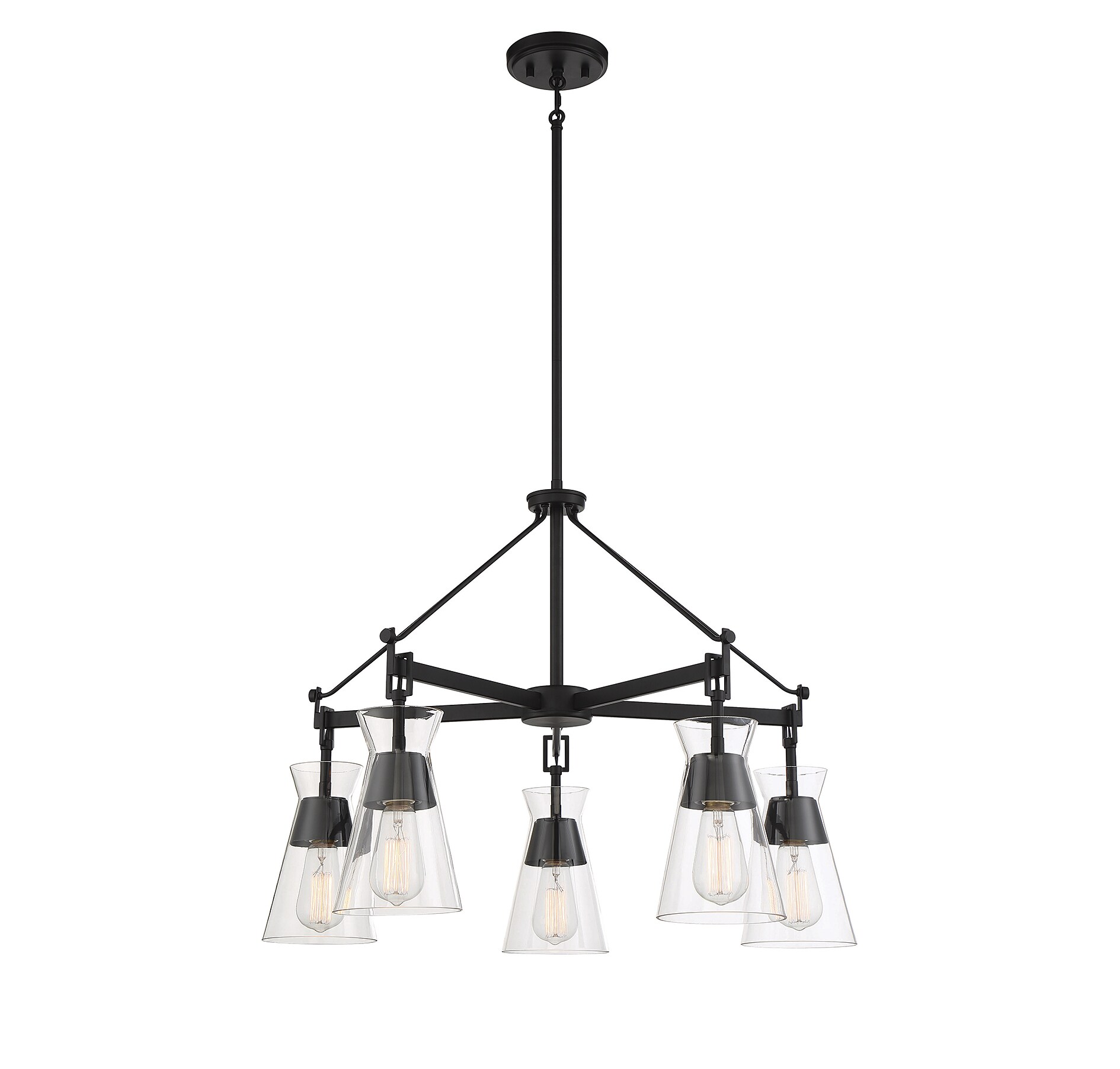Lakewood Matte Black Mid-Century Modern 5-Light Chandelier