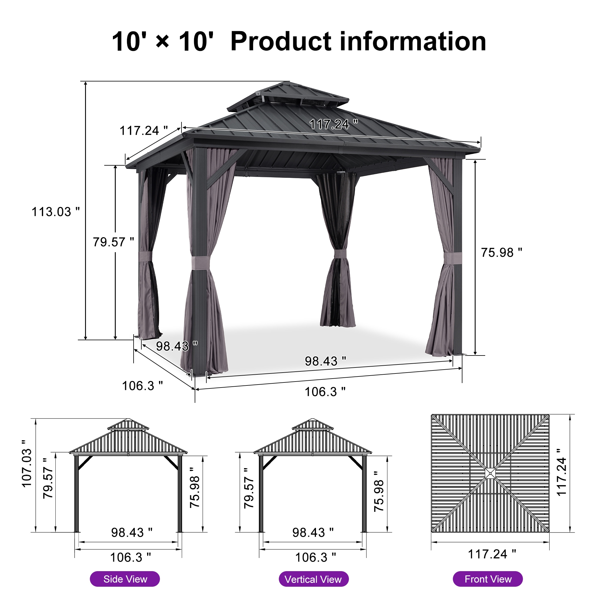 PURPLE LEAF LS04JJG1010 Wood-Resin-Gazebos - View #13