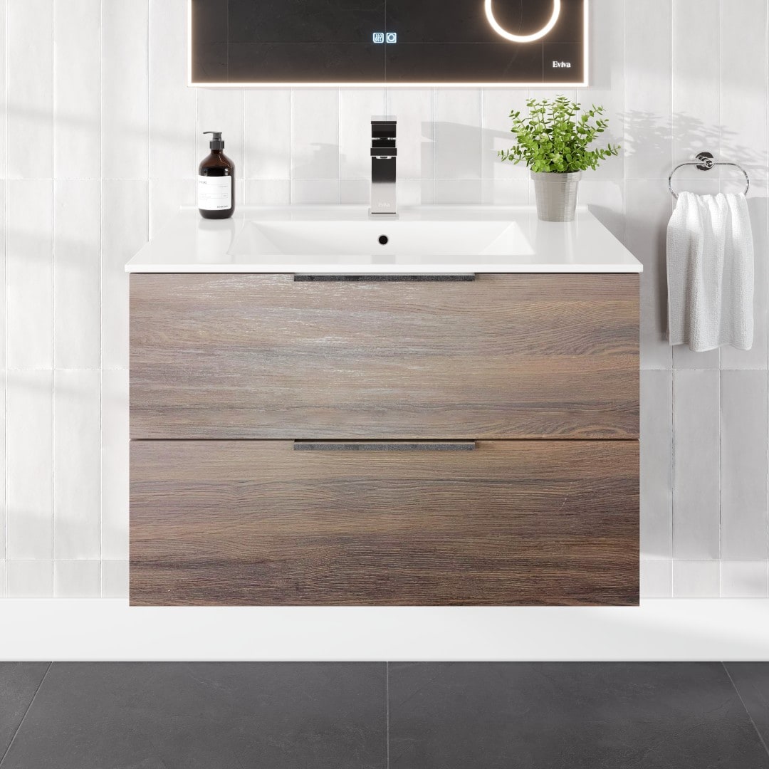 Eviva EVVN523-24WG Galsaky 24-in Wenge Single sink Floating Bathroom Vanity with White Porcelain Top