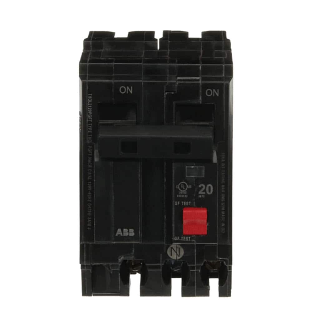 ABB 20-amp 2 -Pole GFCI Plug-On Neutral Circuit Breaker #THQL2120PGFTA