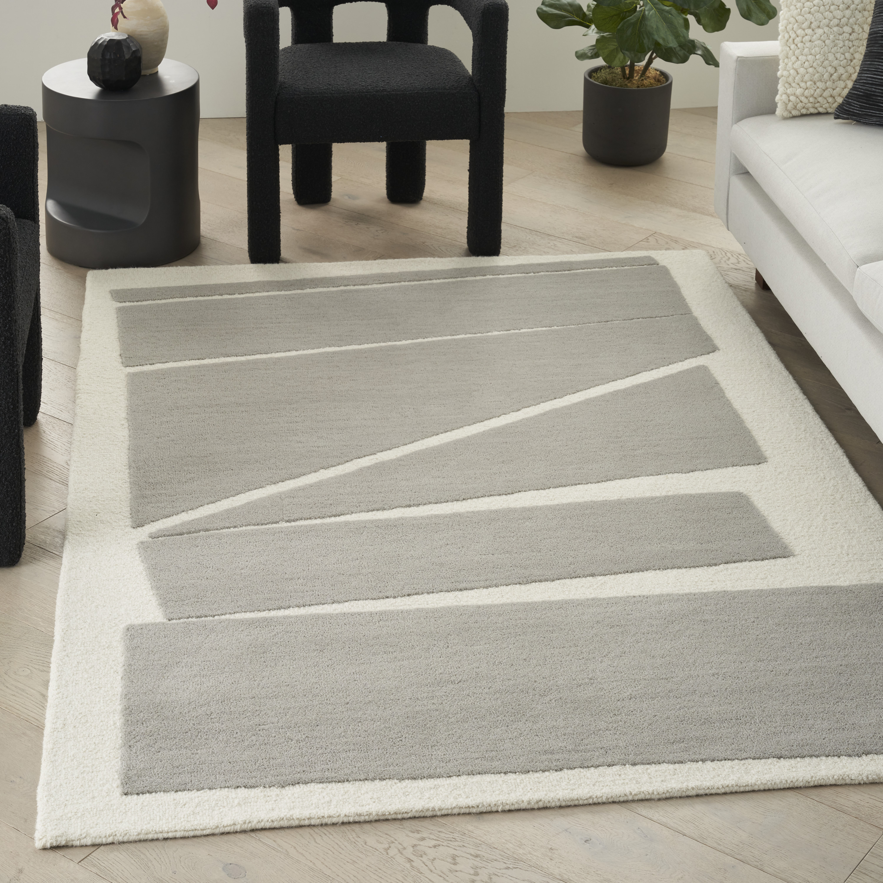 Surya Fowler 5 X 8 (ft) Gray Indoor Abstract Industrial Area Rug