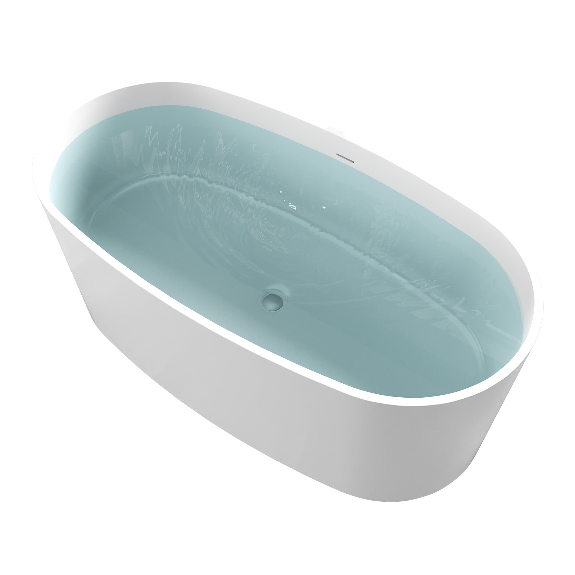 ANZZI Roccia Series 62-in x 32-in Matte White Solid Surface Oval Freestanding Soaking Bathtub with Drain ( Center Drain )