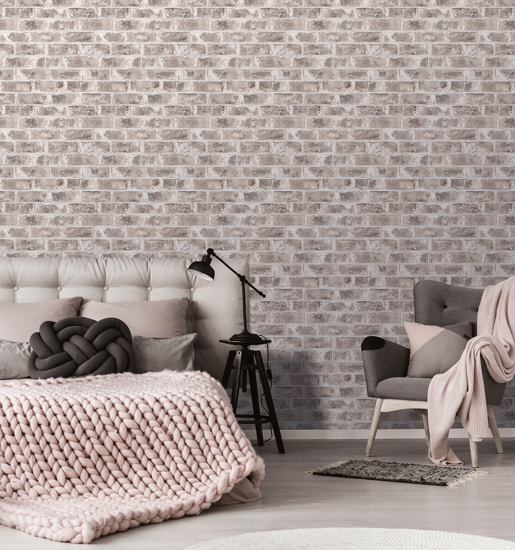 Brewster Urban Walls 56.4-sq ft Grey Non-woven Brick Unpasted Wallpaper ...