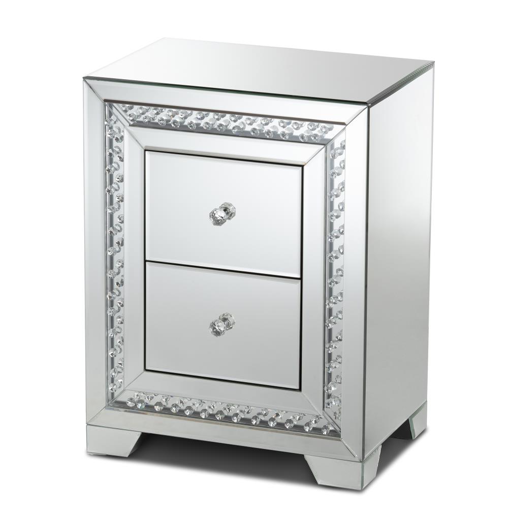 Baxton Studio Mina Silver Rubberwood Nightstand in the Nightstands