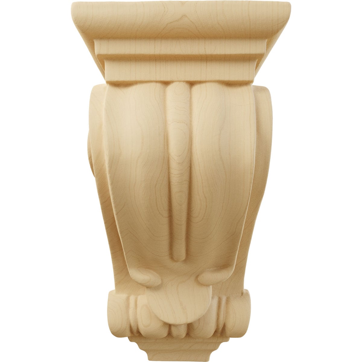 Hand-Carved Alder Wood Classical Corbel, 18" Height