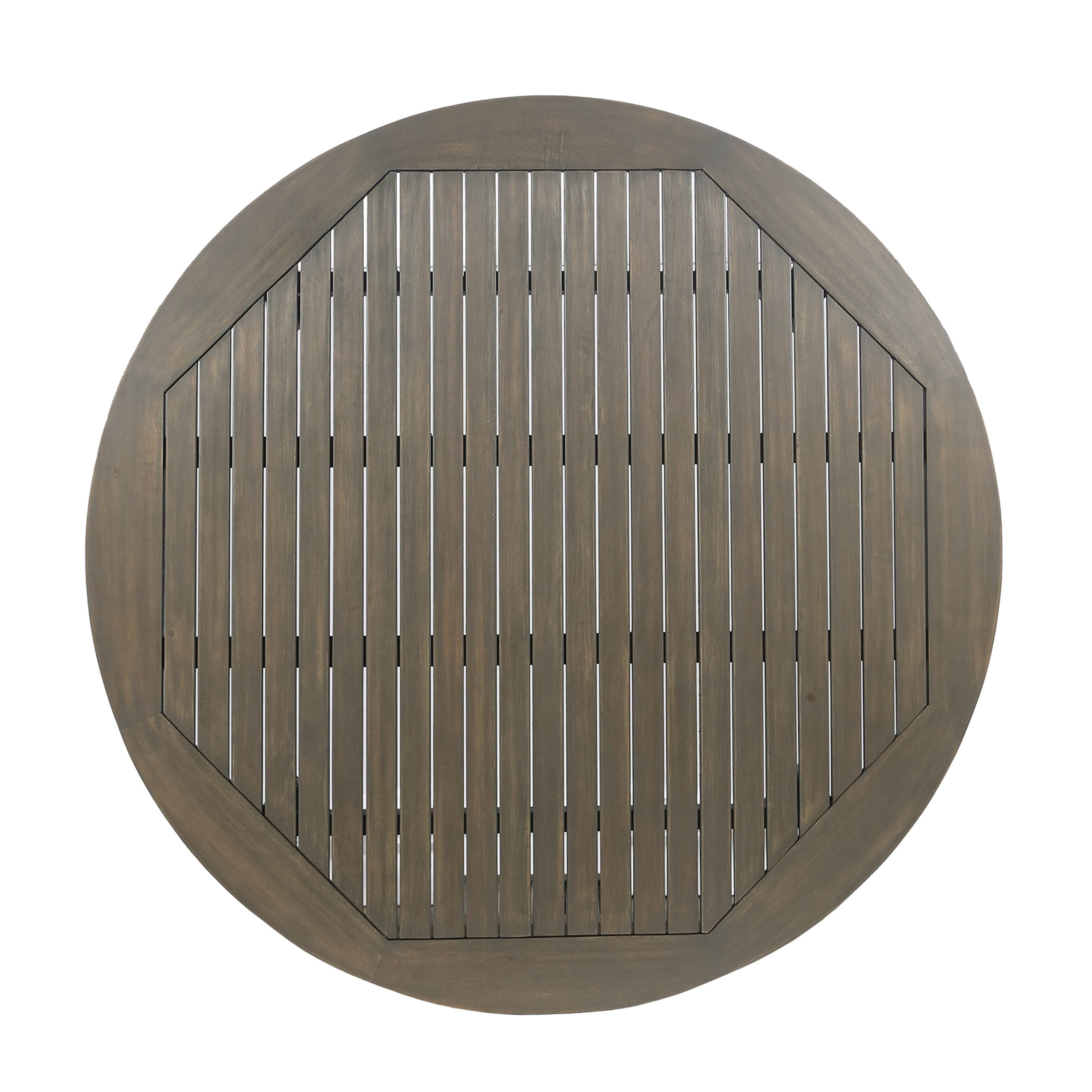 Gray Acacia Wood Round Outdoor Dining Table for 4