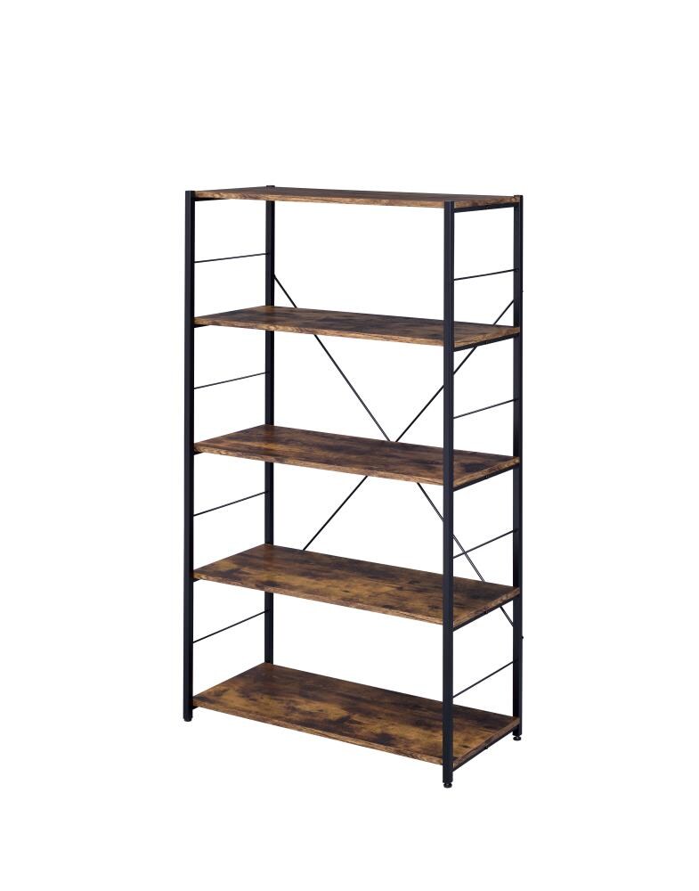 ACME FURNITURE 92776 Tesadea Rustic Oak and Black Metal 4 -Shelf Bookcase ( 32-Inches W x 57-Inches H x 13-Inches D ) Metal