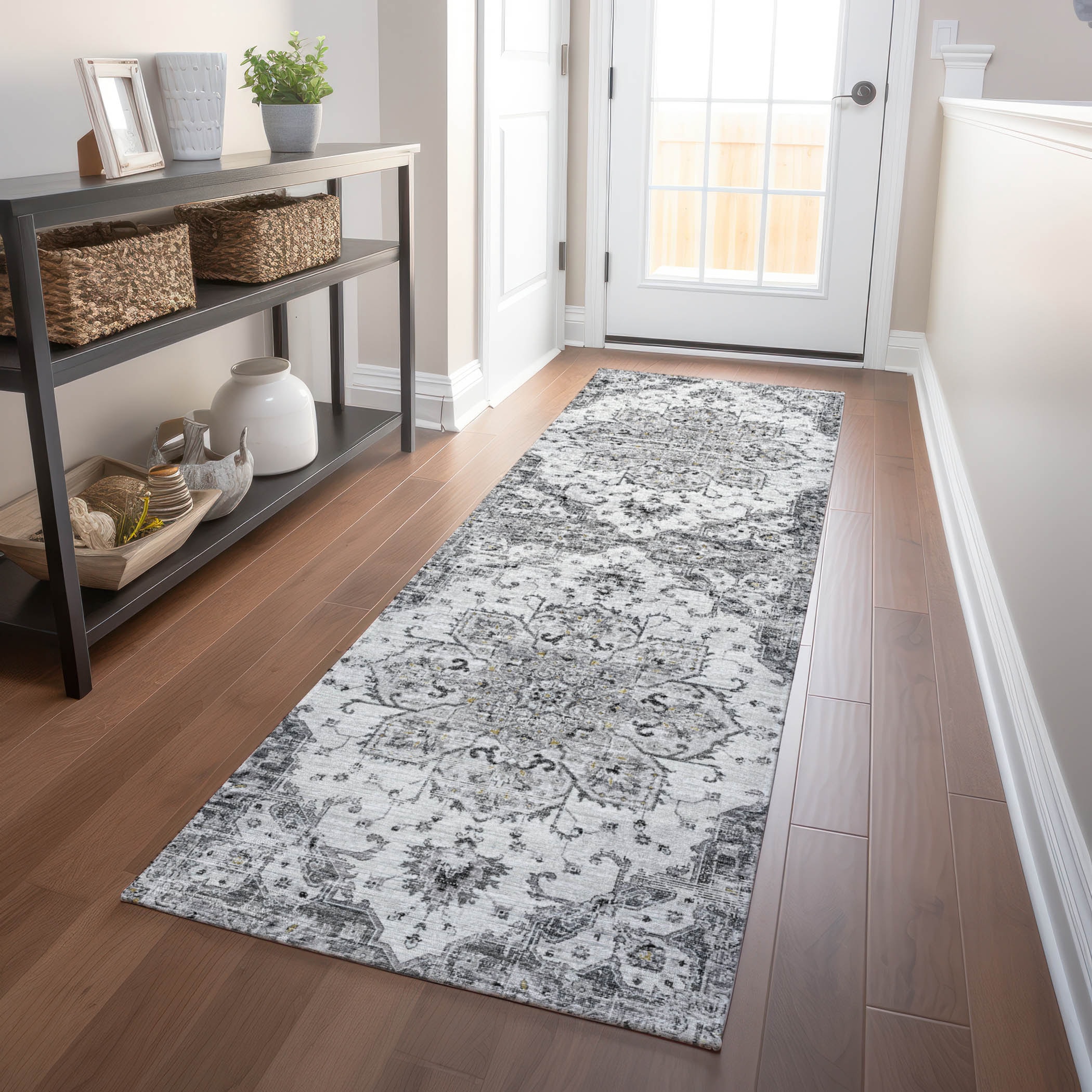 Addison Rugs AMF93FG2X8 Mayfield AMF93FG 2 x 7 (ft) Loomed Polyester Fog Rectangular Indoor Abstract Machine washable Runner rug