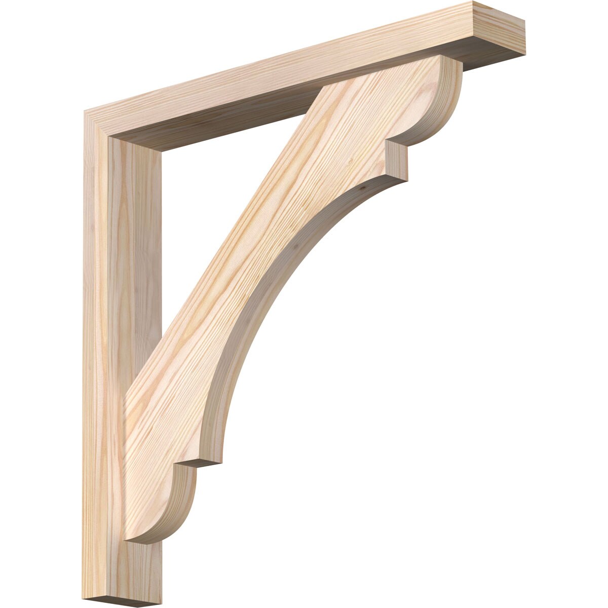 Ekena Millwork 1463720 Olympic Block Smooth Bracket with Offset Brace 3-1/2-in x 22-in x 22-in Douglas fir Brown Wood Standard bracket