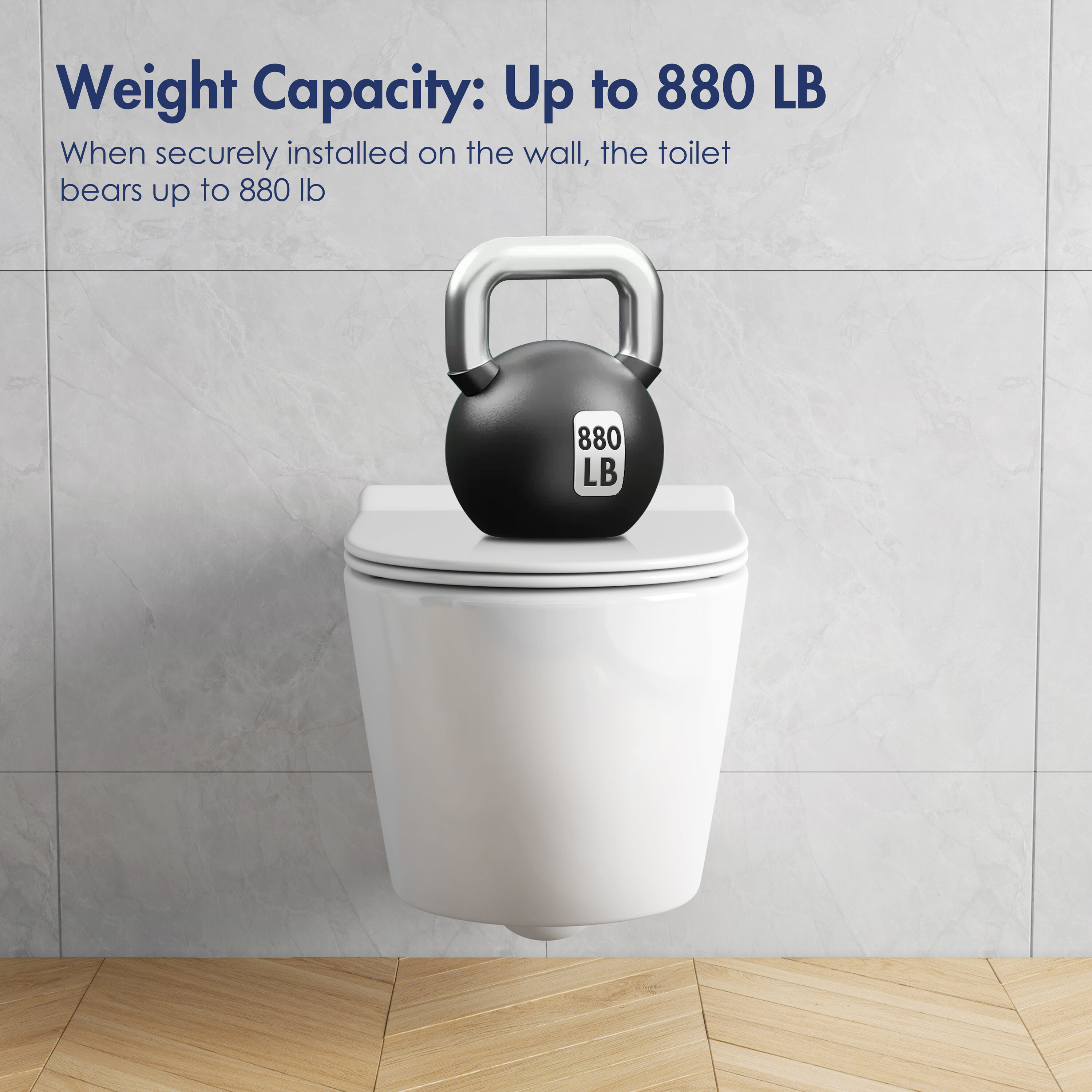 Hampton White Wall Mounted Dual Flush Toilet