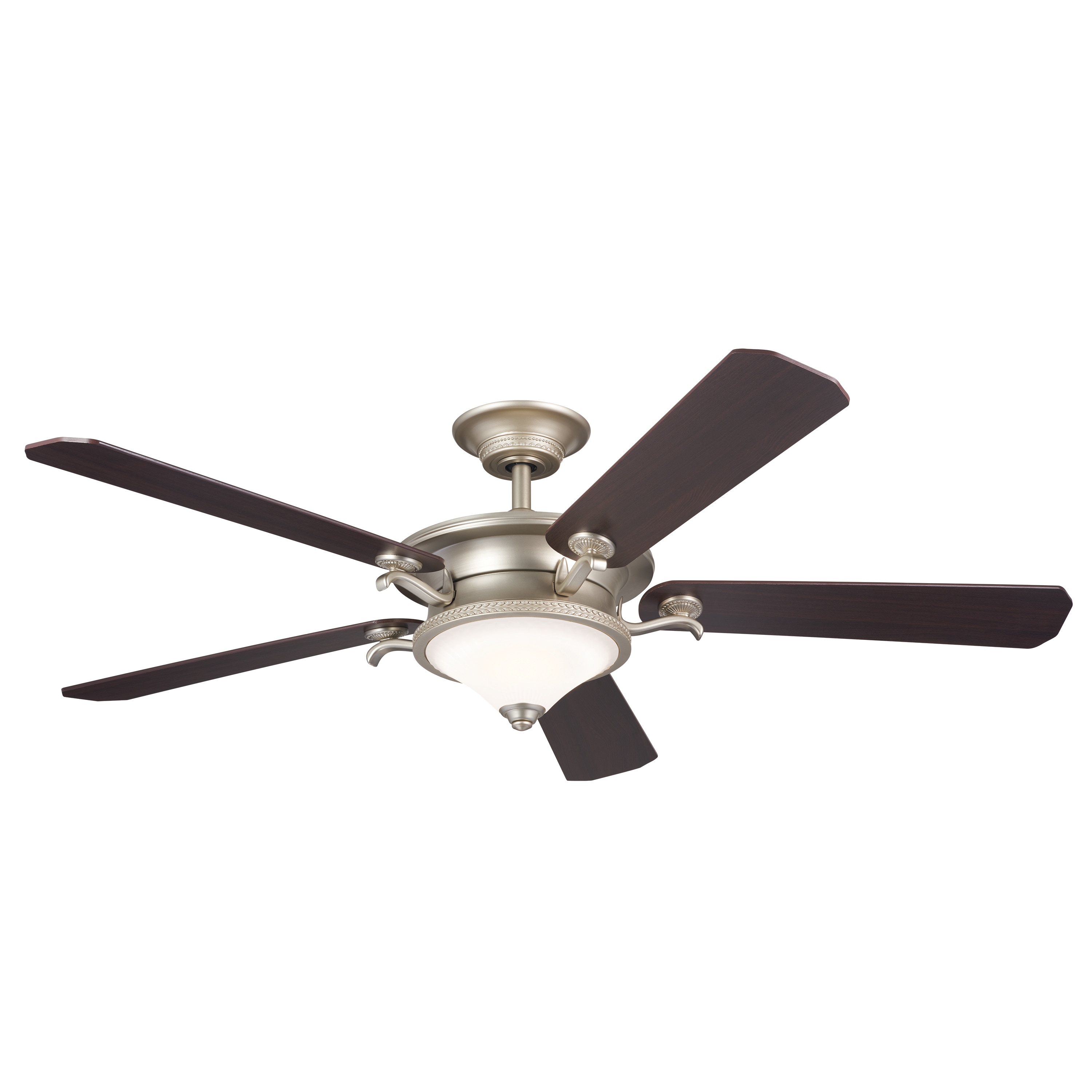 Kichler 300370NI Rise 60-in Integrated LED Brushed Nickel with Walnut Blades Ceiling Fan With Light ( 5 -Blade )