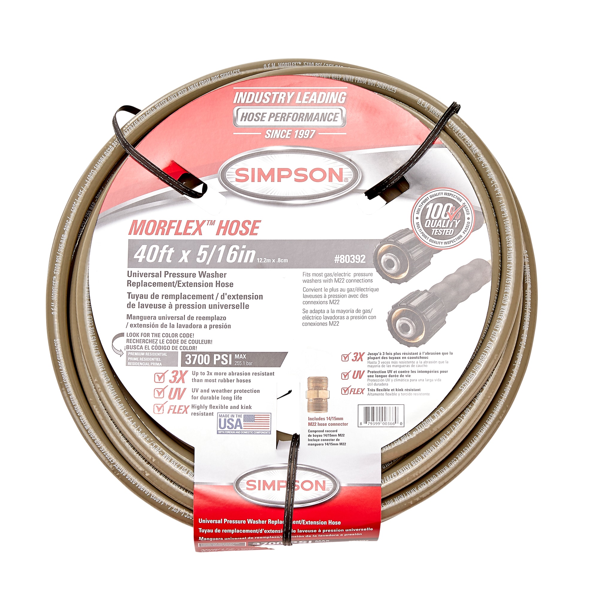 SIMPSON MorFlex 5/16-in x 40-ft Pressure Washer Hose in the