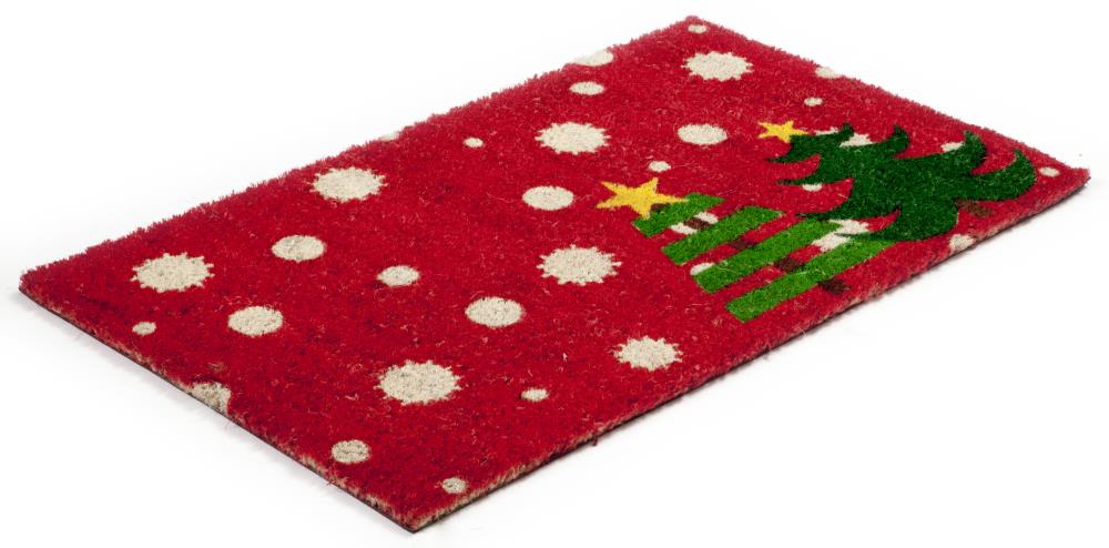 Entryways Red Coir Rectangular Outdoor Decorative Winter Door Mat At 