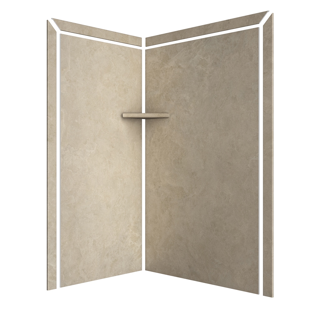 FlexStone Elegance 2 48-in W x 36-in D x 80-in H Creme Travertine 2 ...