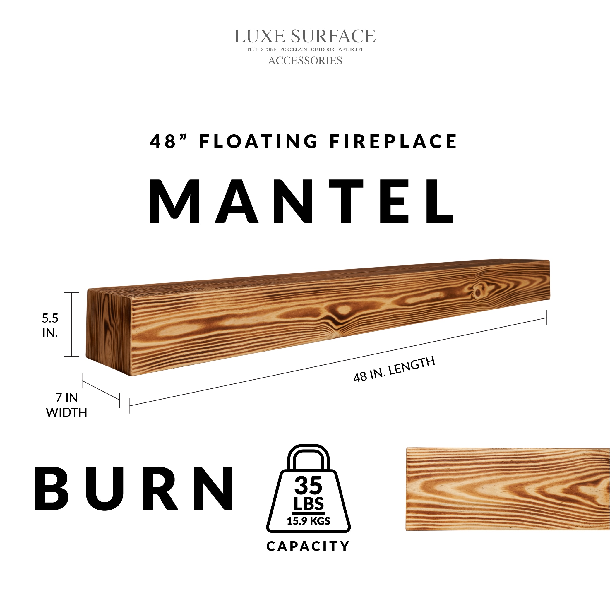 Luxe Surface Group 48 BURN Mantel-Shelves - View #3