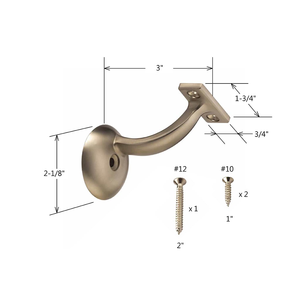 RELIABILT 2.125-in x 3-in Satin Nickel Painted Zinc Alloy Handrail Bracket  in the Handrails  Accessories department at