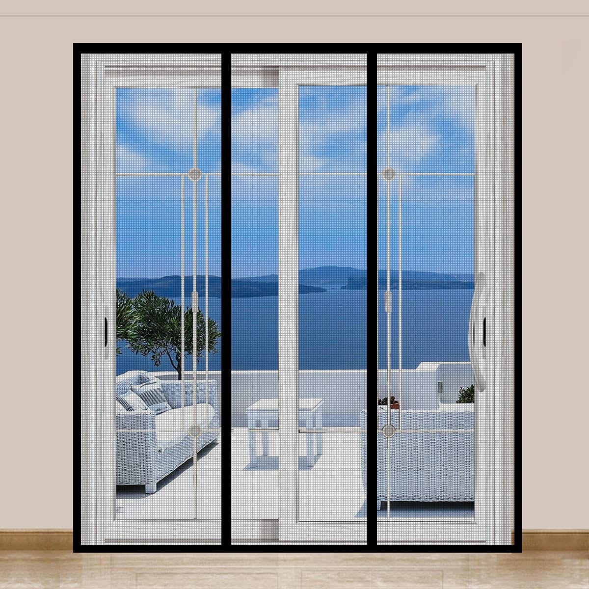 Phyfalip  Magnetic Door Screen Durable Fiberglass Mesh Curtain Heavy Duty Screen Door for Sliding Doors Patio Pet and Kid Friendly Fits Doors up
