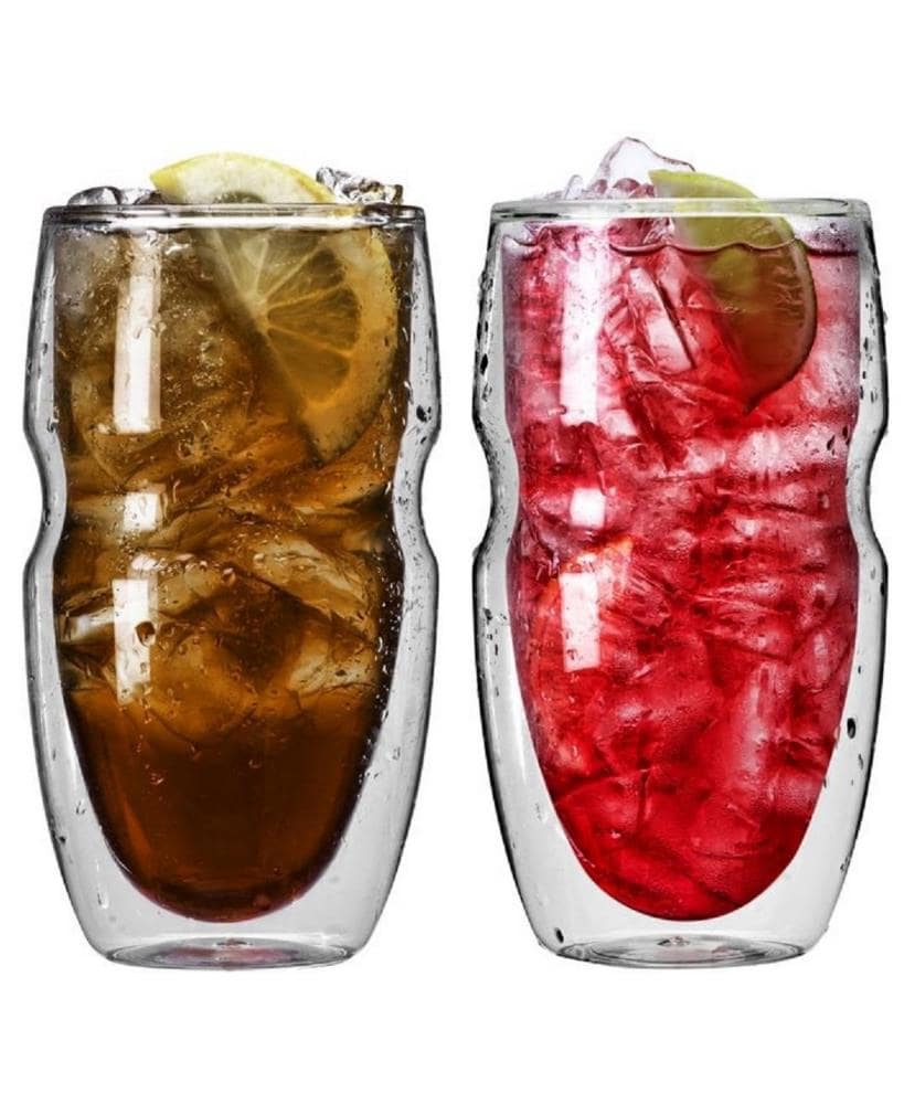 Ozeri Clear Curva Artisan Series Double Wall Beverage Glasses - Set of 4  Unique 8 oz Drinking Glasses in the Drinkware department at